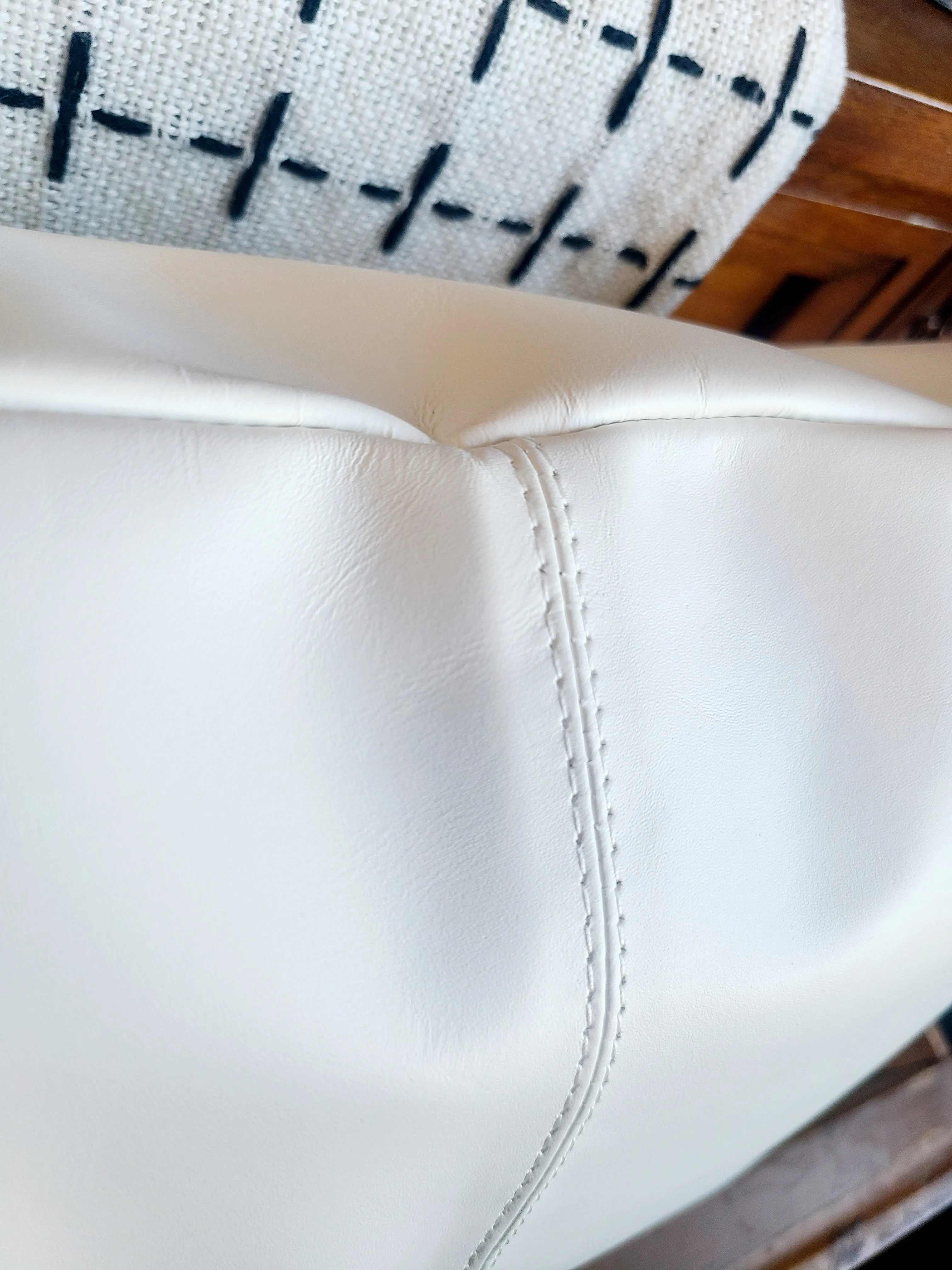 100% Leather Classic White Throw Pillow Cover - 18 x 18