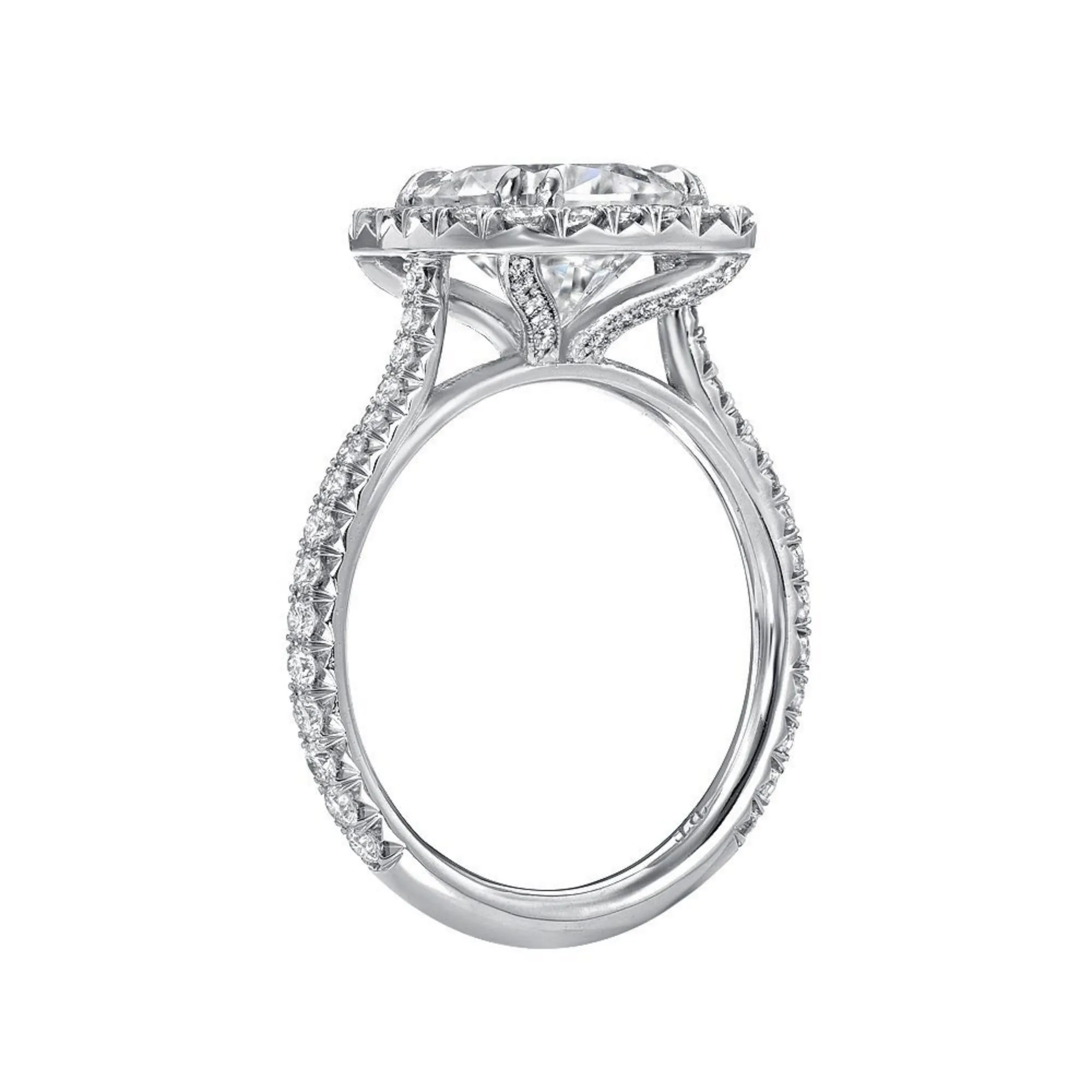 2.00 Carat Halo Engagement Ring, Cushion Cut Moissanite Ring