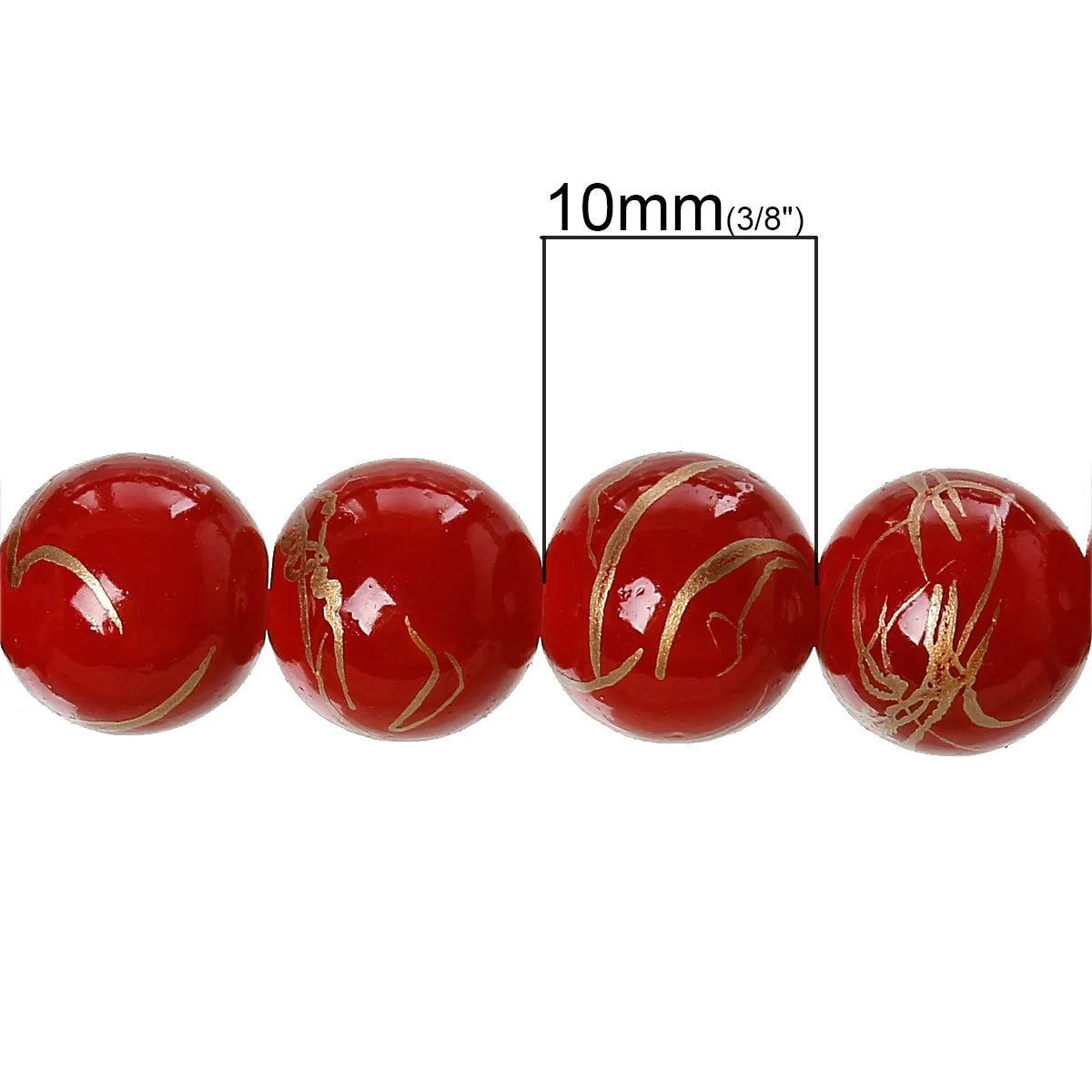 Beads Glass Round Drawbench 10mm Strand 15.5 Red