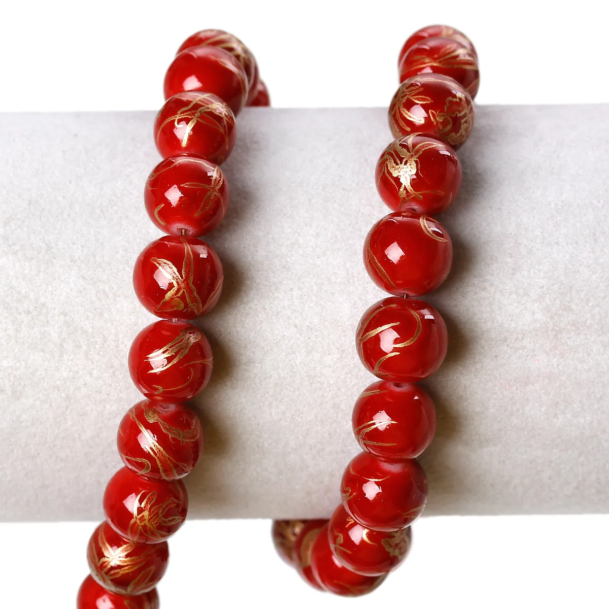 Beads Glass Round Drawbench 10mm Strand 15.5 Red