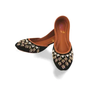 Black Velvet Embroidered Khussa Juti For Women | Comfortable and Stylish Shoes for Any Occasion