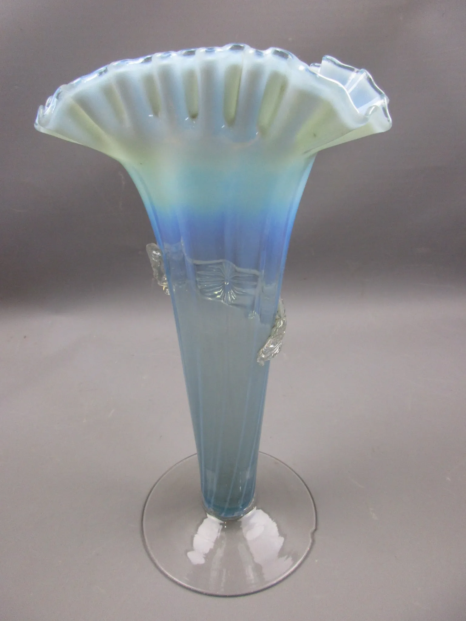 Blue Vaseline Vase Antique c1870