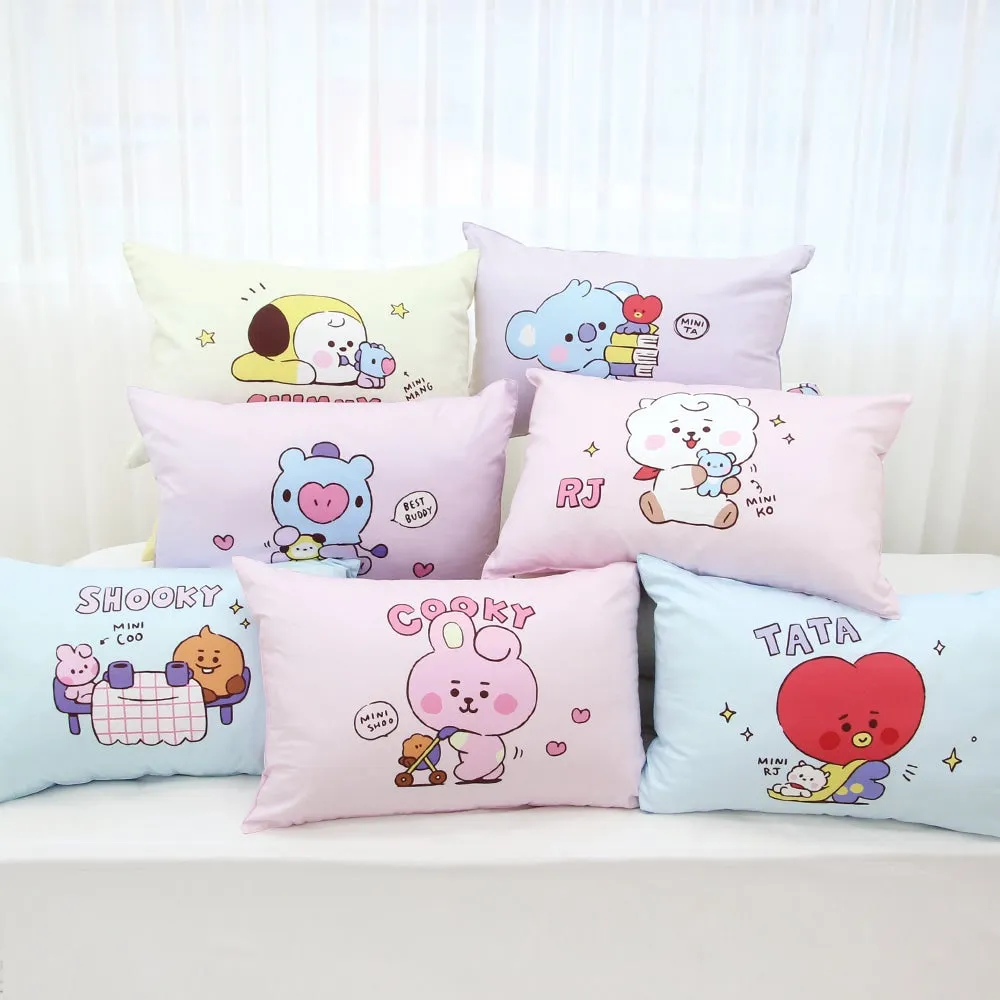 BT21 Little Buddy Pillow Covers Bangtan Boys BTS Cushion Cases 100% Cotton Kpop Home Decor Bedroom Naradeco Line Freinds