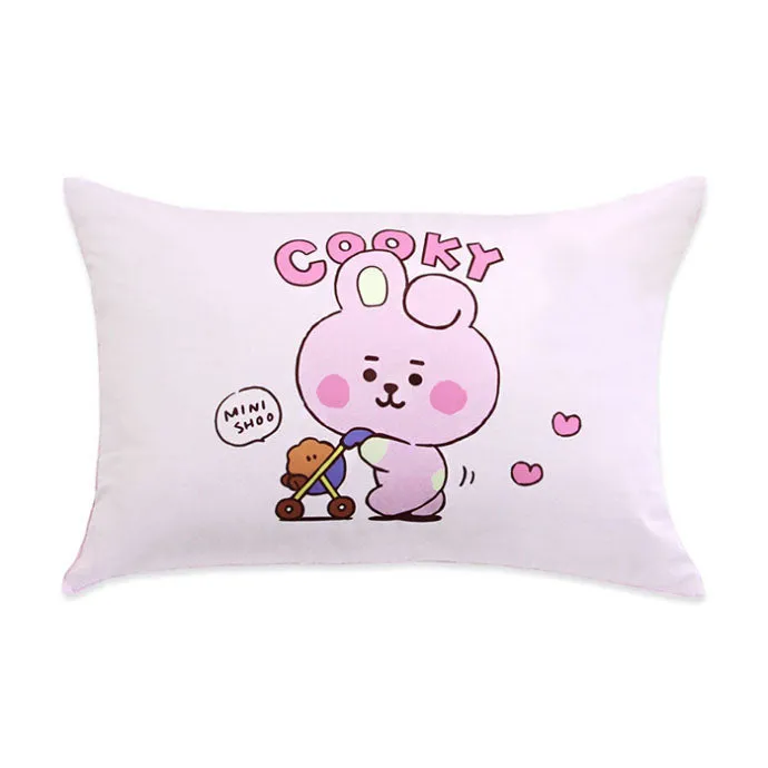 BT21 Little Buddy Pillow Covers Bangtan Boys BTS Cushion Cases 100% Cotton Kpop Home Decor Bedroom Naradeco Line Freinds