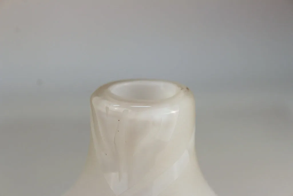 Bulb Vase in White Glass with Leaf Pattern