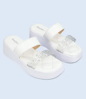 BW9999-WHITE-Women Platform Slipper