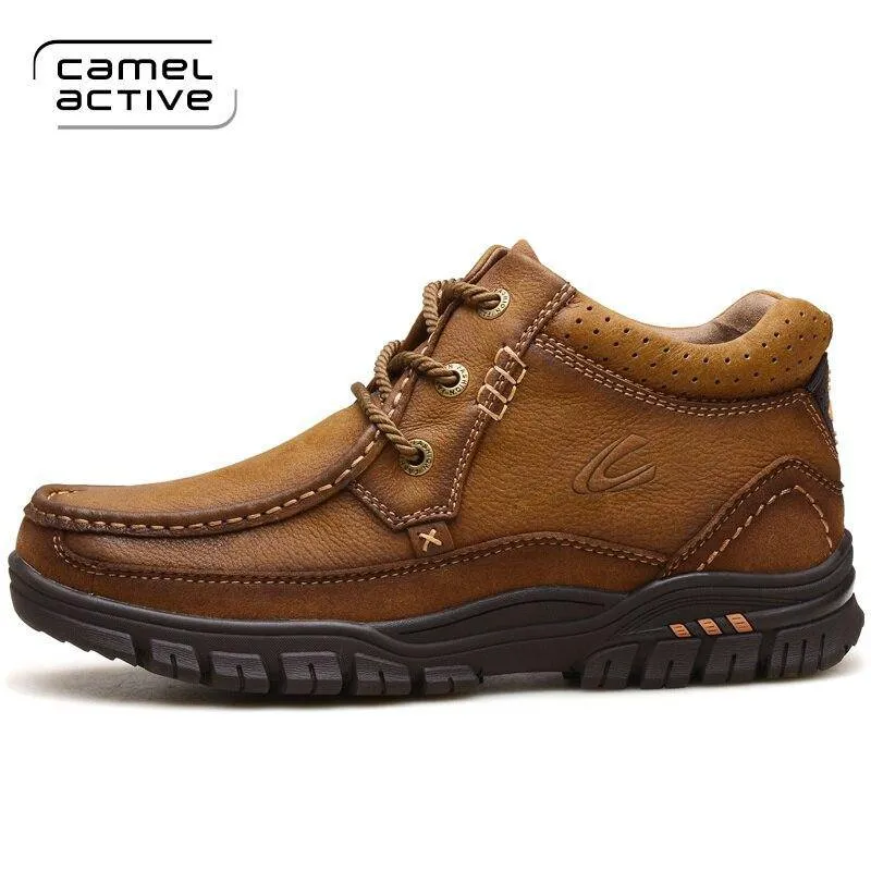 Camel Active New Hiking Shoes Men Cow Leather High Top Trekking Boots Sport Climbing Mountain Shoes Outdoor Walking