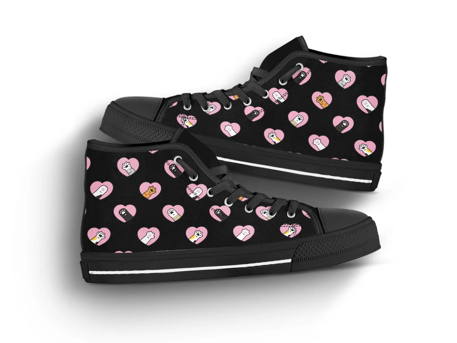 Cat Paw Shoes Kitten Sneakers Cute Shoes Cat Lover Gifts Custom High Top Converse Style Sneakers For Adults Women & Men