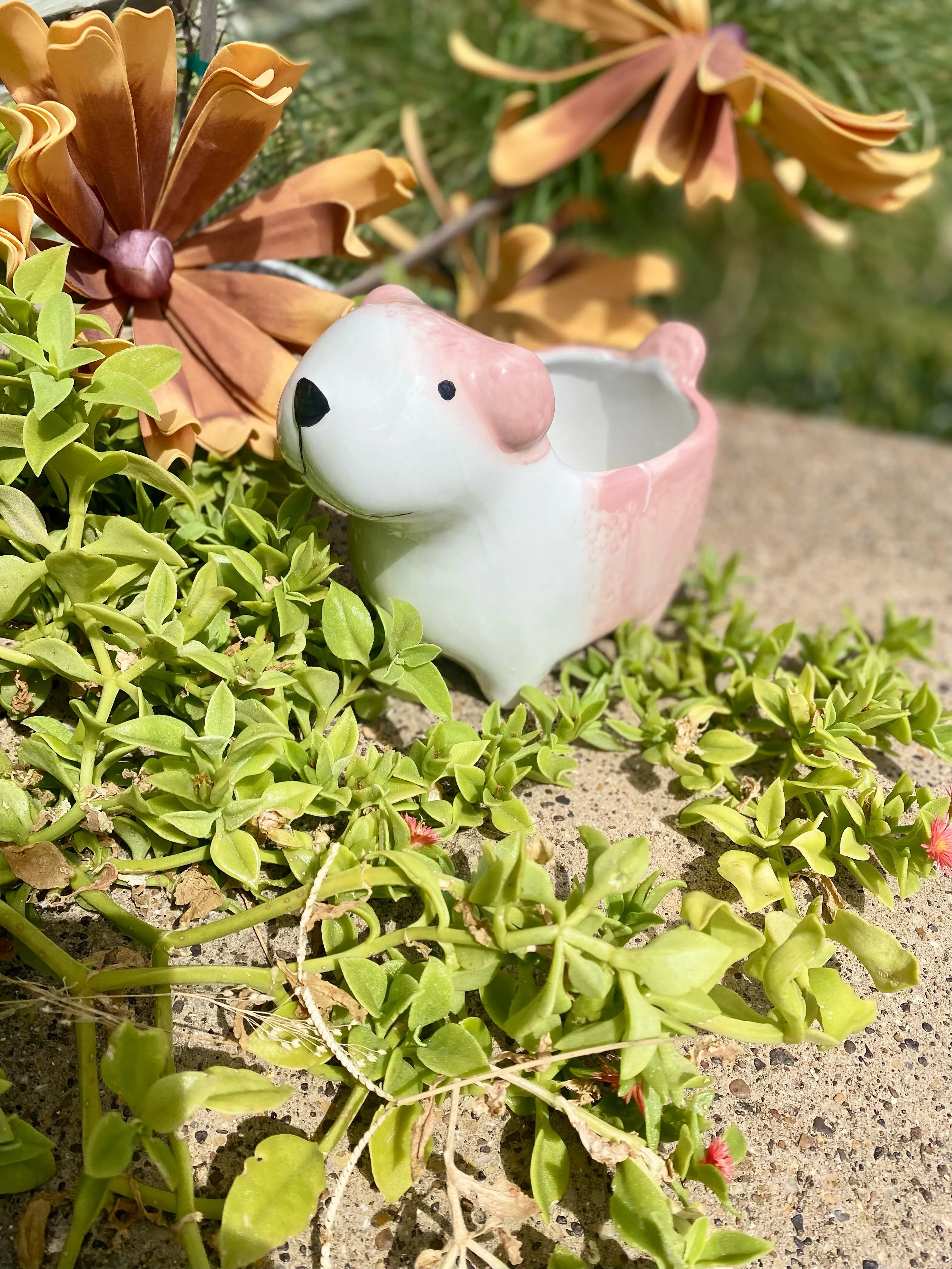 CERAMIC DOG PLANTER