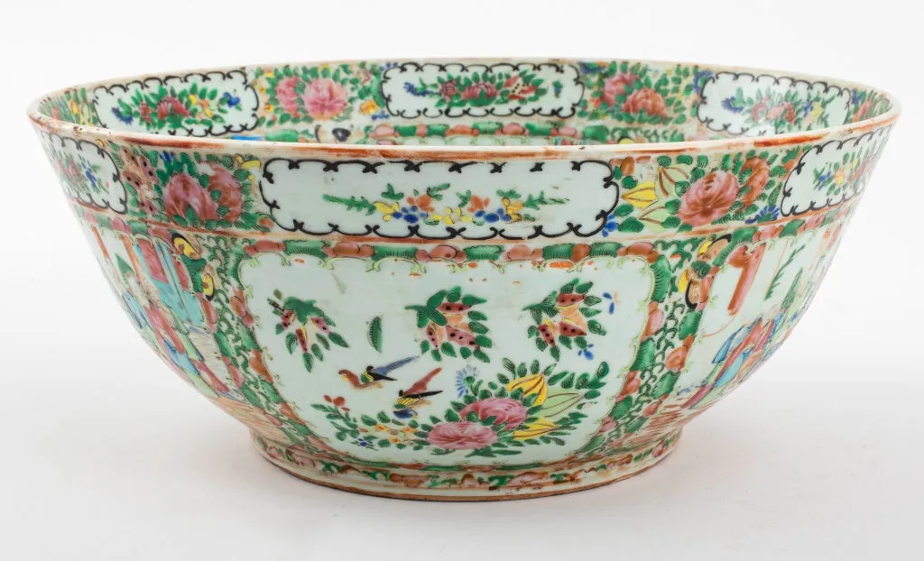 Chinese Rose Medallion Porcelain Punch Bowl