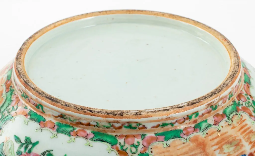 Chinese Rose Medallion Porcelain Punch Bowl