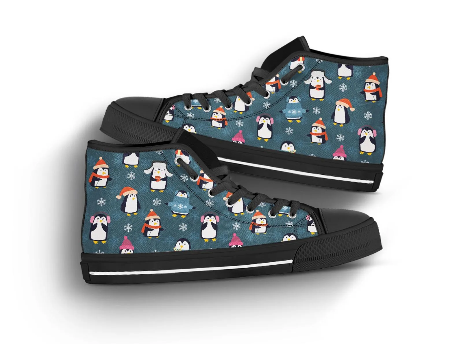 Christmas Penguin Shoes Penguin Sneakers Cute Shoes Penguin Lover Gifts Custom High Top Converse Style Sneakers For Adults Women & Men