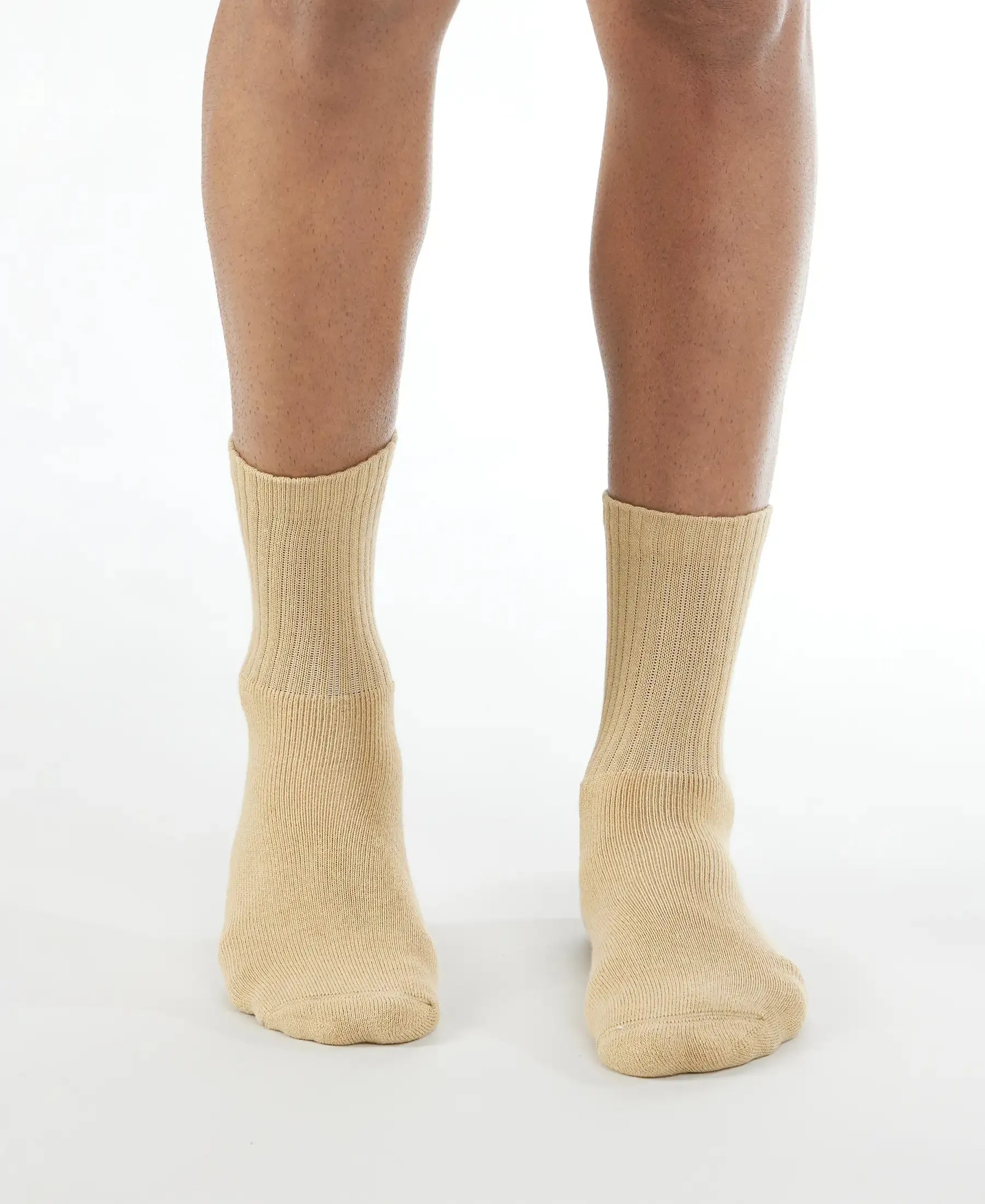 Compact Cotton Terry Crew Length Socks With StayFresh Treatment - Khaki