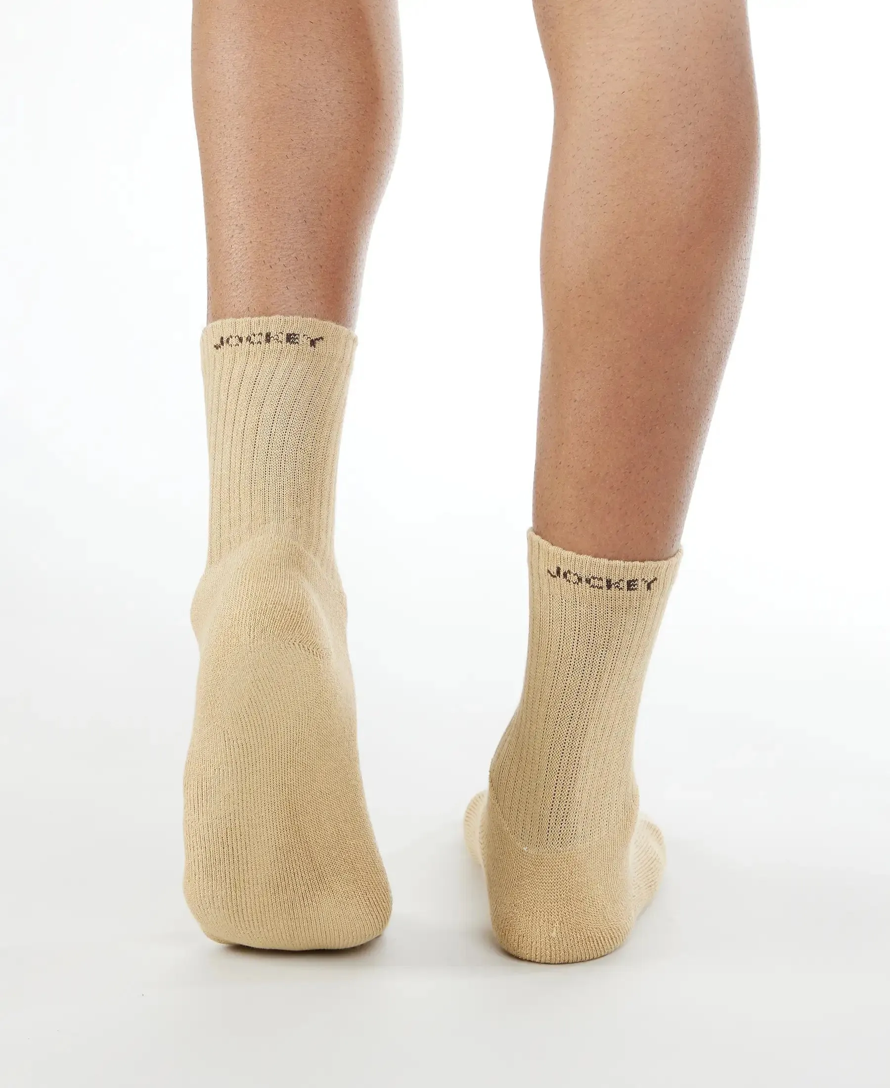 Compact Cotton Terry Crew Length Socks With StayFresh Treatment - Khaki