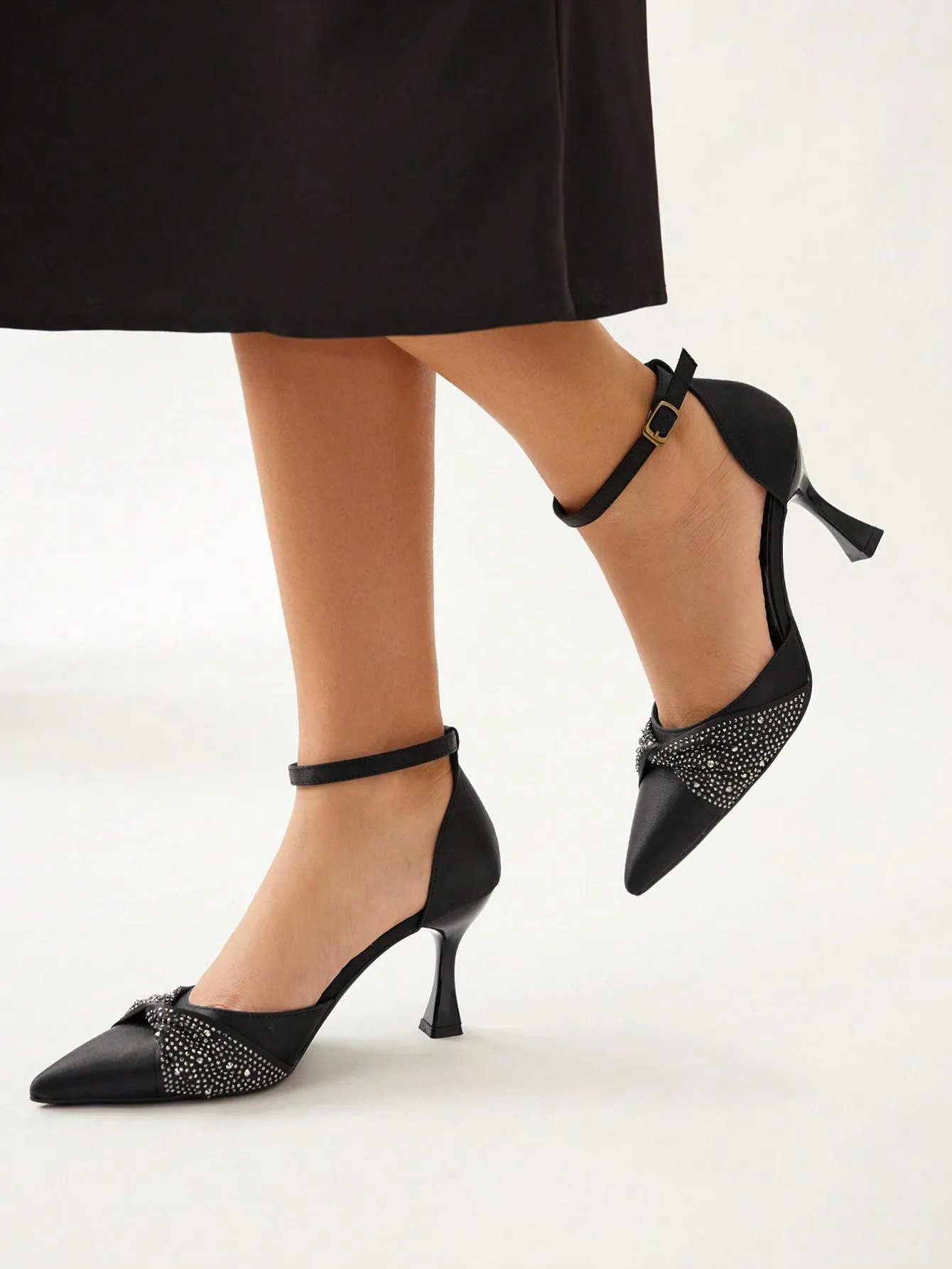 CUCCOO CHICEST Pointed Toe Stiletto Heels Shoes For Women With Fashionable Rhinestone Decoration