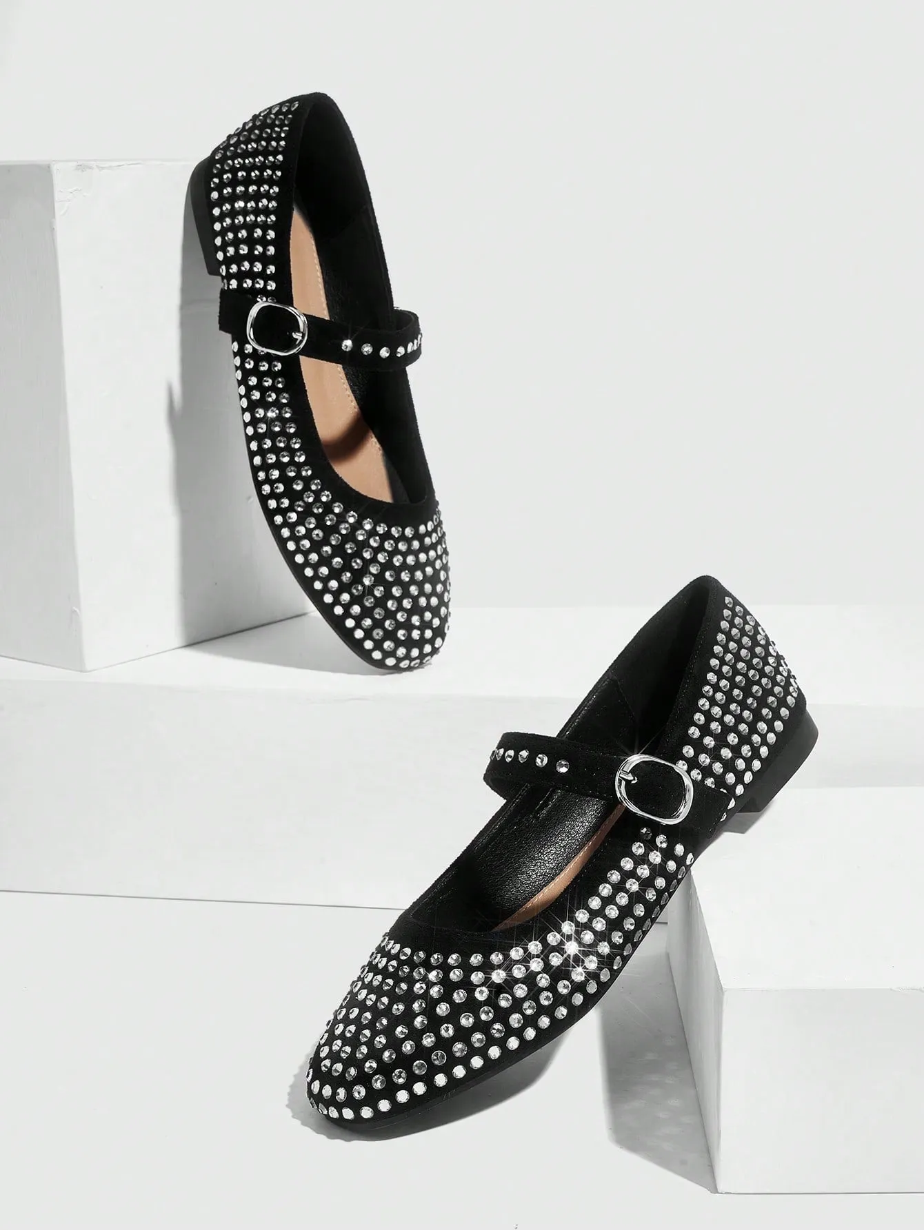 CUCCOO DOLLMOD Cuccoo Flat Round Toe Fashion Women Shoes With Large Rhinestone