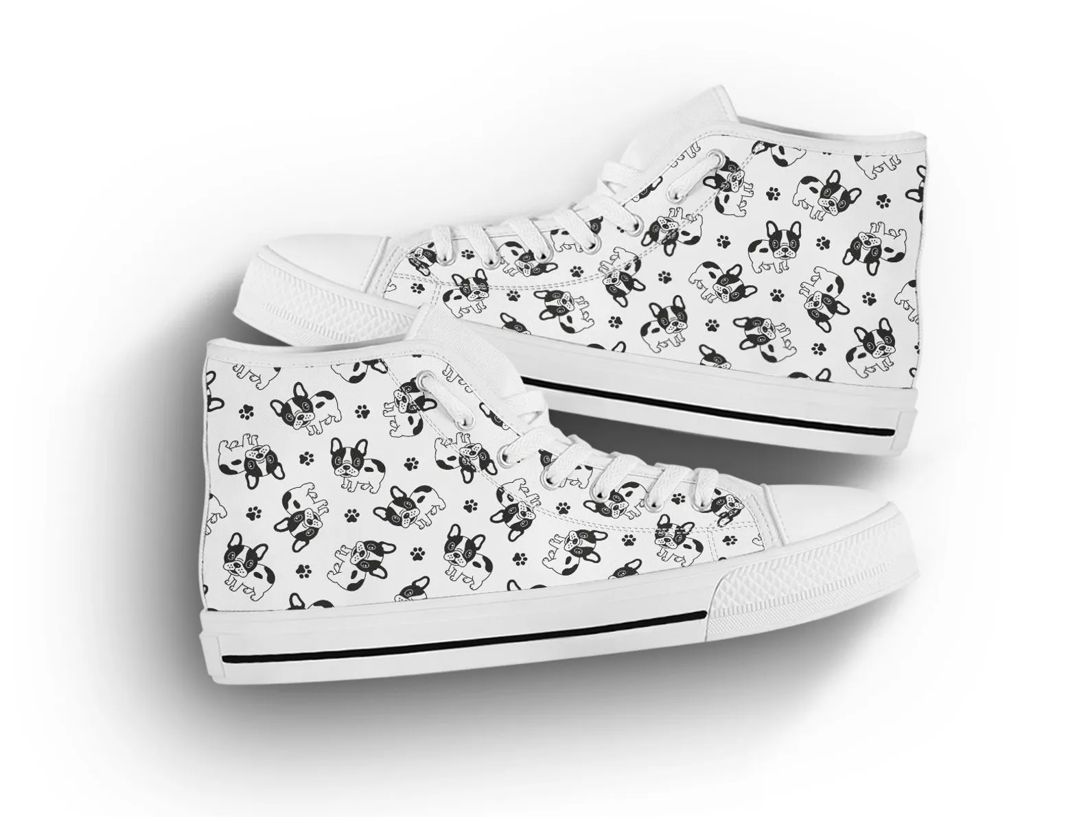 Cute Dog Shoes Dog Pattern Sneakers Pug Print Cute Shoes Pet Lover Gifts Custom High Top Converse Style Sneakers For Adults Women & Men