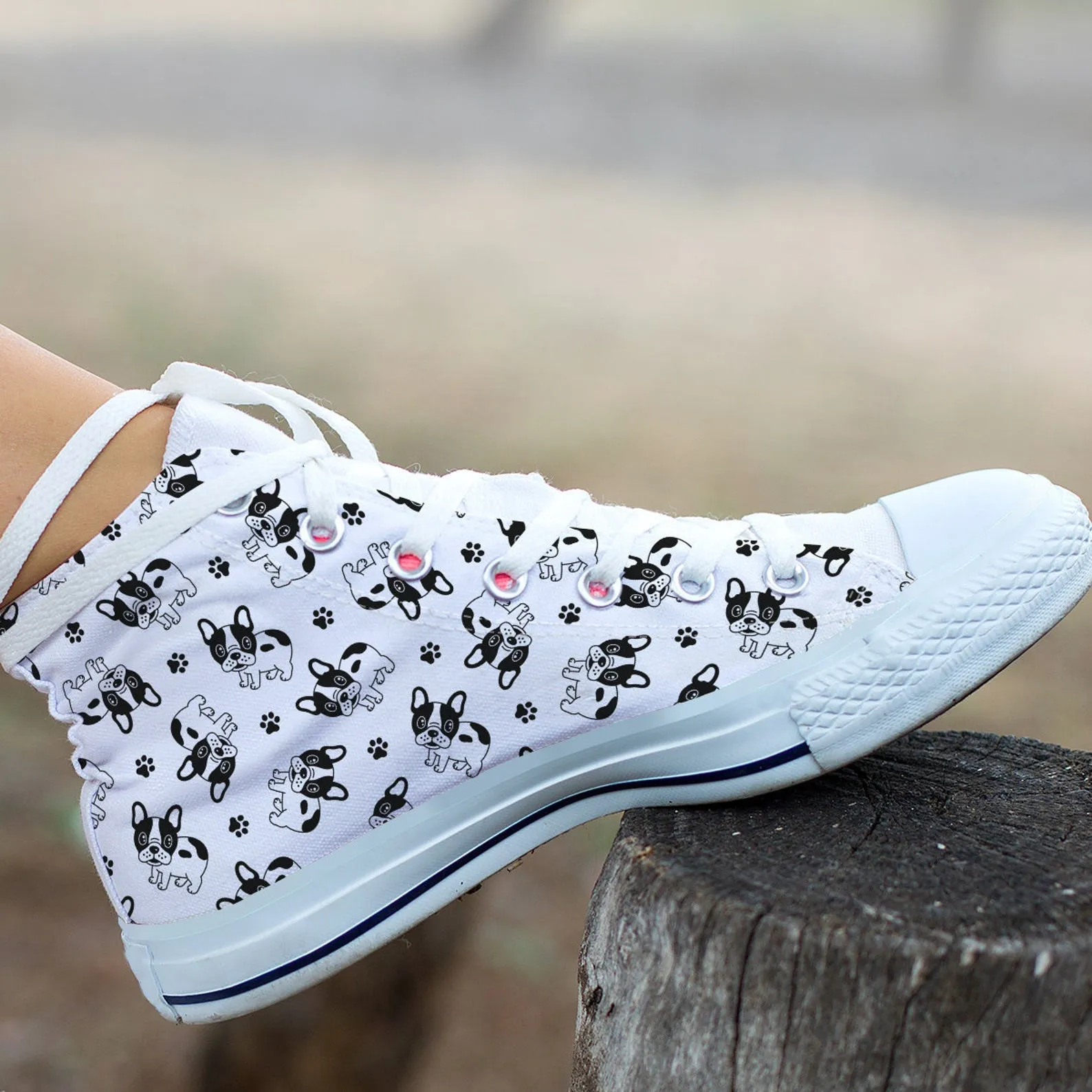 Cute Dog Shoes Dog Pattern Sneakers Pug Print Cute Shoes Pet Lover Gifts Custom High Top Converse Style Sneakers For Adults Women & Men