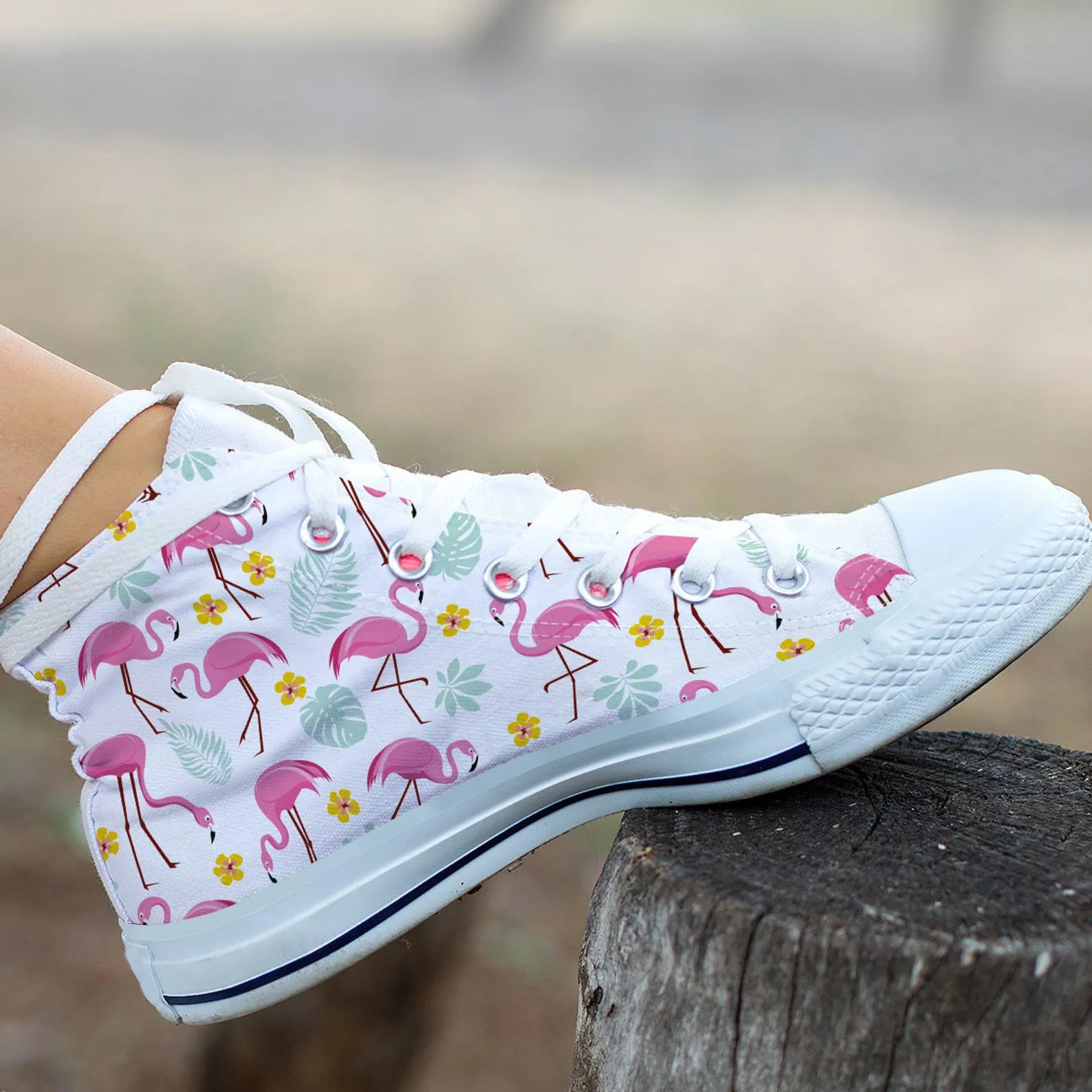 Cute Flamingo Shoes Flamingo Sneakers Cute Shoes Flamingo Lover Gifts Custom High Top Converse Style Sneakers For Adults Women & Men