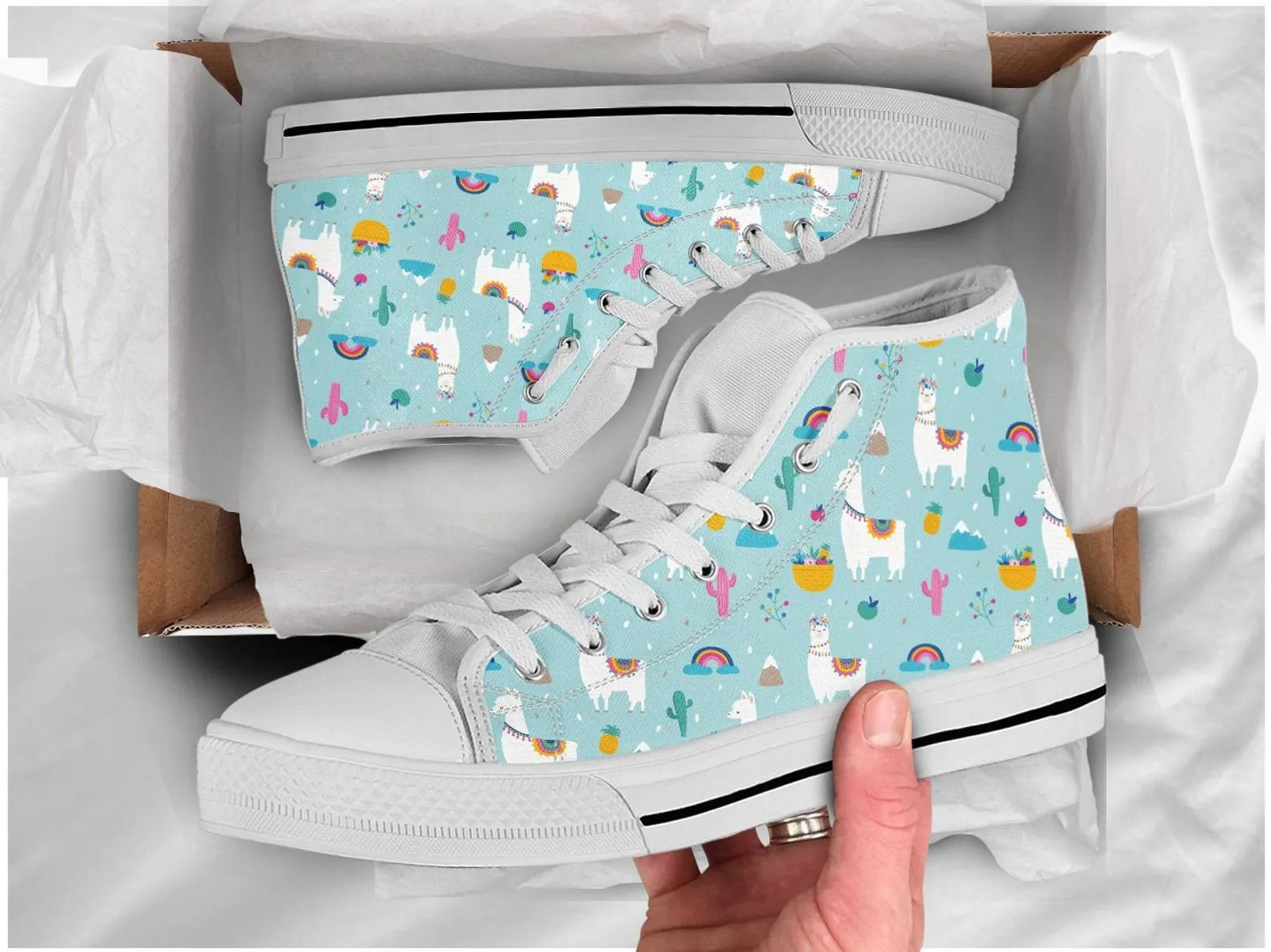 Cute Llama Shoes Llama Shoes Llama Sneakers Cute Shoes Llama Lover Gifts Custom High Top Converse Style Sneakers For Adults Women & Men