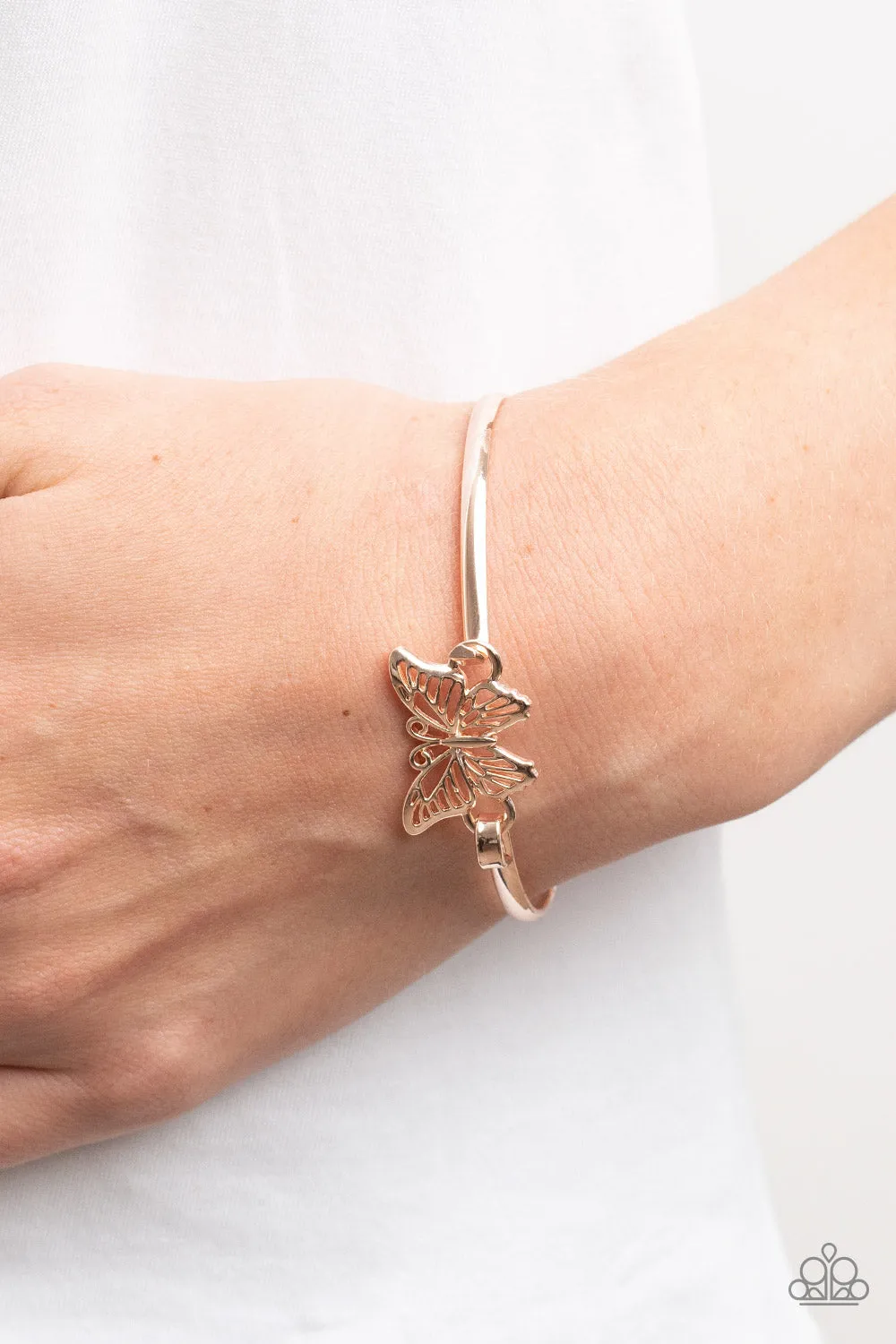 Did I FLUTTER? - Rose Gold Butterfly Dainty Bracelet Paparazzi Accessories