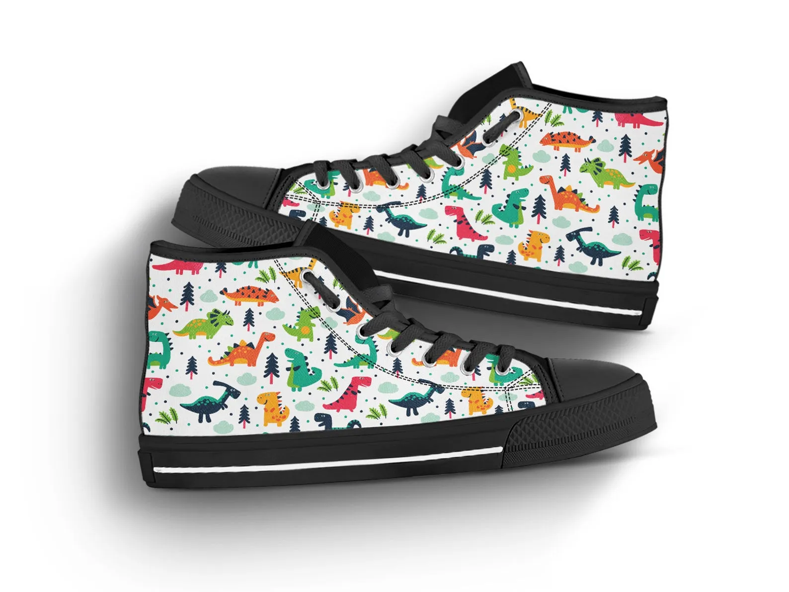 Dinosaur Shoes Dinosaur Print Sneakers Cute Shoes Dinosaur Lover Gifts Custom High Top Converse Style Sneakers For Adults Women & Men