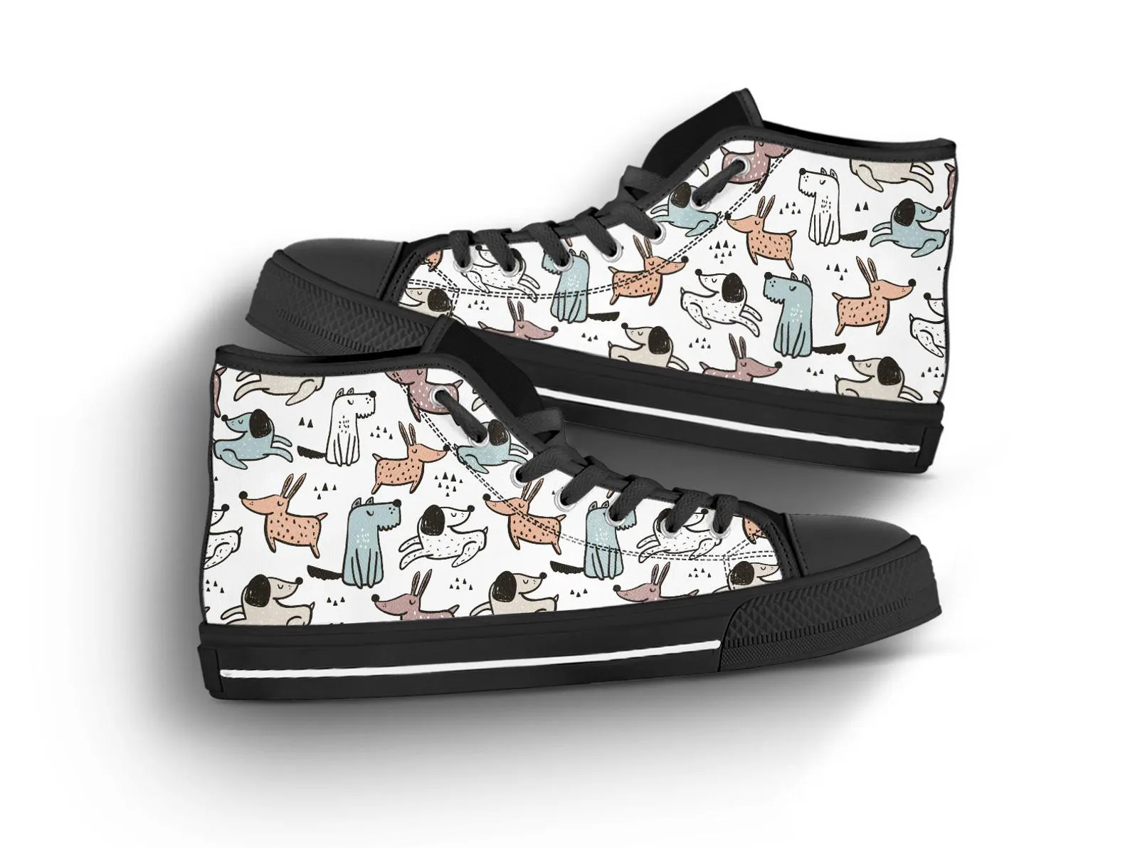 Dog Print Shoes Dog Pattern Sneakers Pet Owner Cute Shoes Pet Lover Gifts Custom High Top Converse Style Sneakers For Adults Women & Men