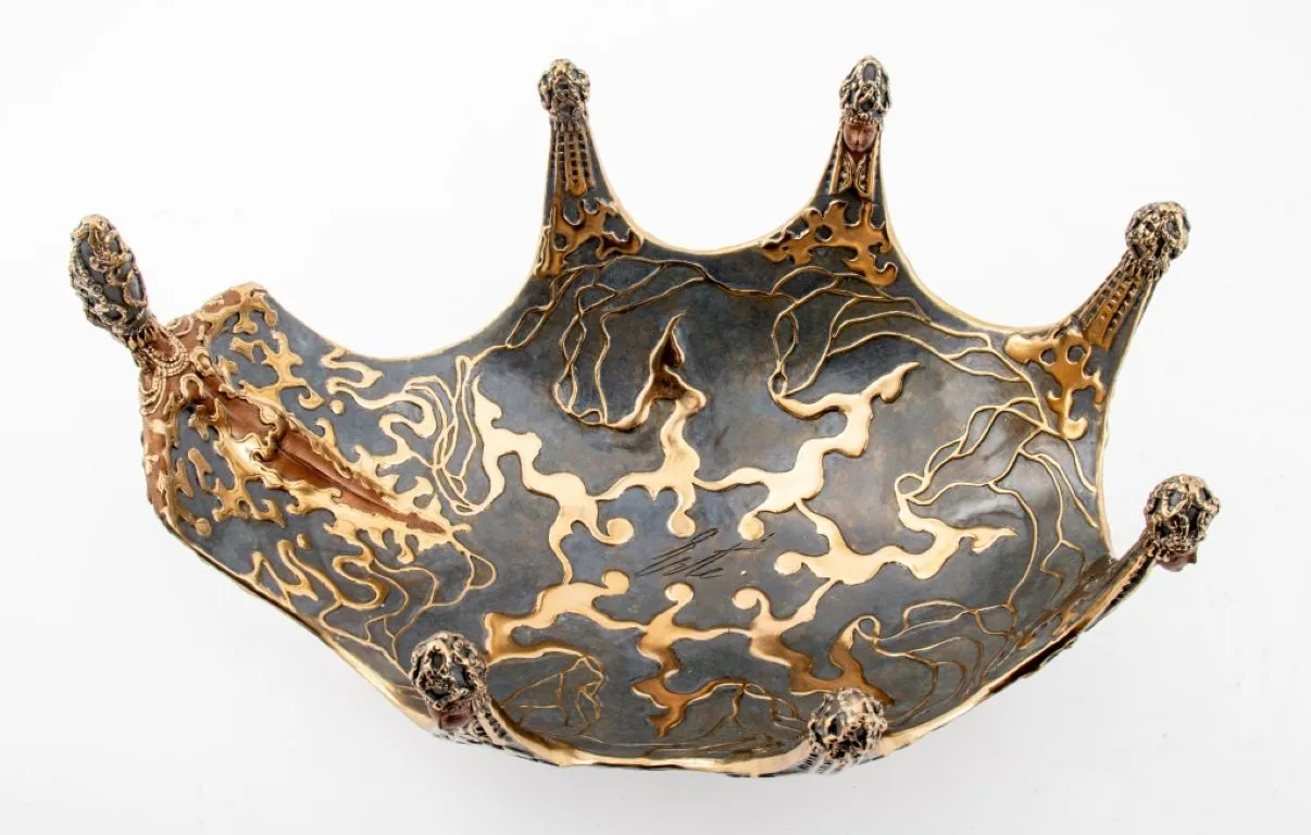 Erte "Ocean II" Patinated Bronze Table Bowl, 1987