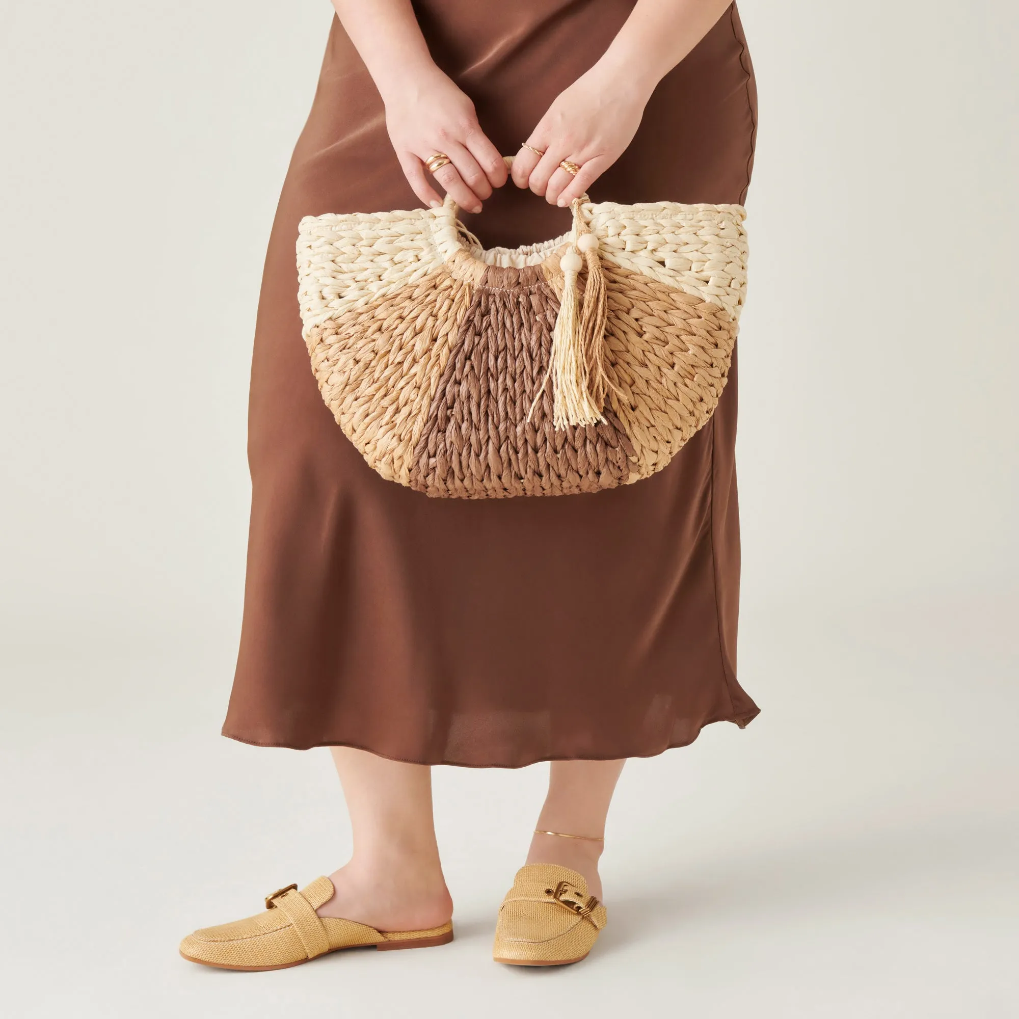 ESTELLE HANDBAG BROWN NATURAL RAFFIA