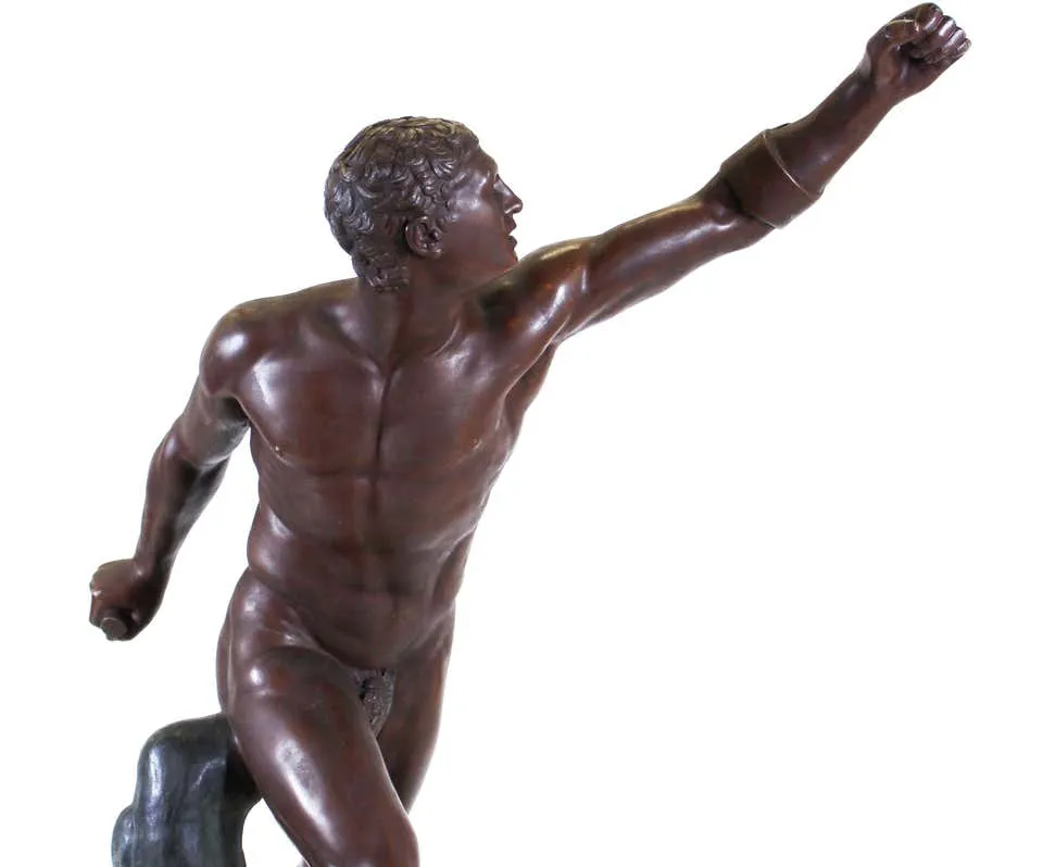 French Grand Tour Borghese Gladiator in Cast Metal