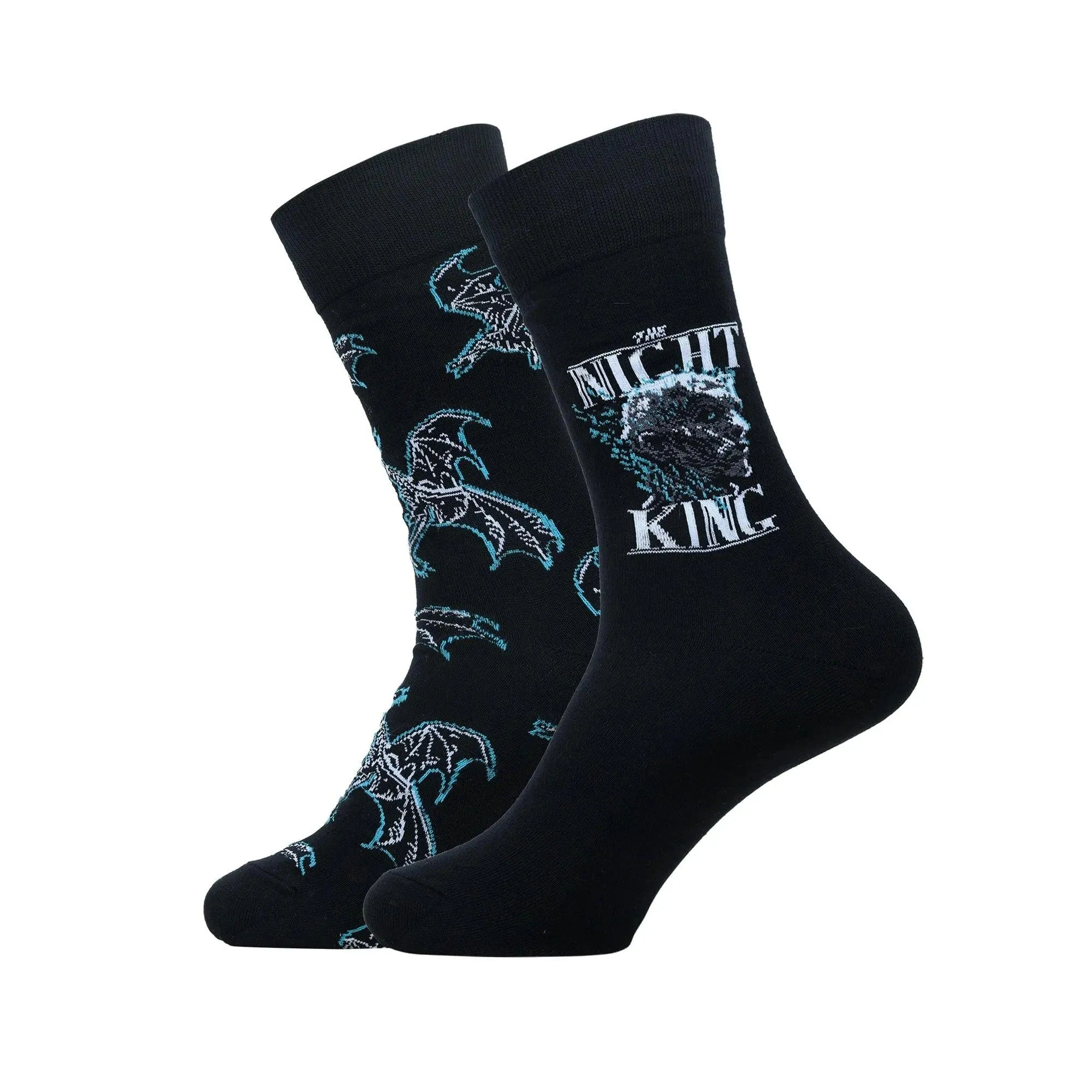 Game Of Thrones The Night King & Viserion, The Ice Dragon Crew Length Socks For Men - Black