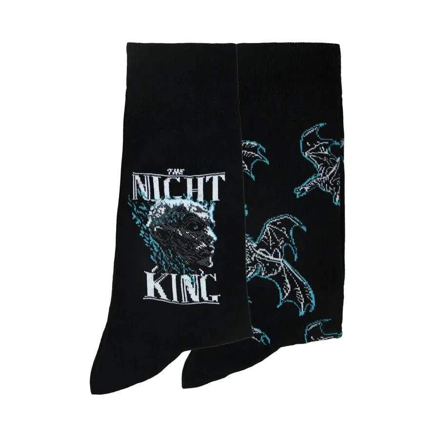 Game Of Thrones The Night King & Viserion, The Ice Dragon Crew Length Socks For Men - Black