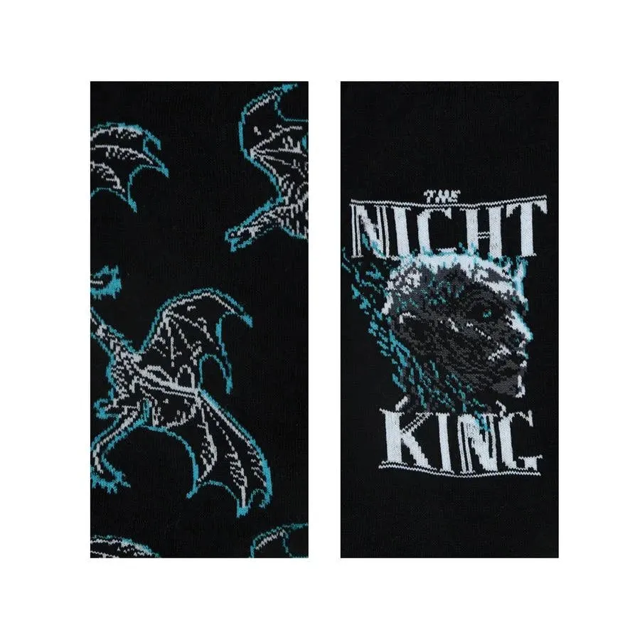 Game Of Thrones The Night King & Viserion, The Ice Dragon Crew Length Socks For Men - Black