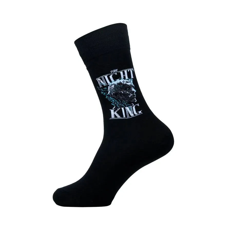 Game Of Thrones The Night King & Viserion, The Ice Dragon Crew Length Socks For Men - Black