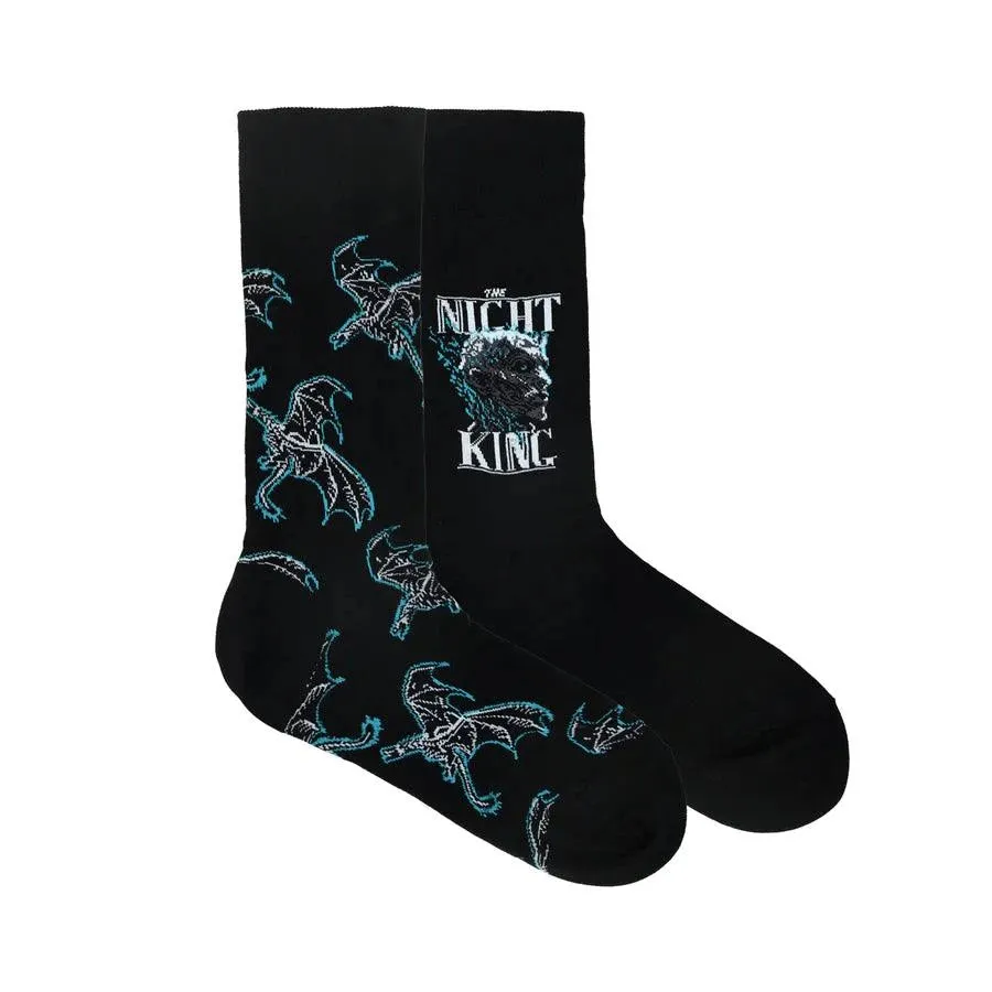 Game Of Thrones The Night King & Viserion, The Ice Dragon Crew Length Socks For Men - Black