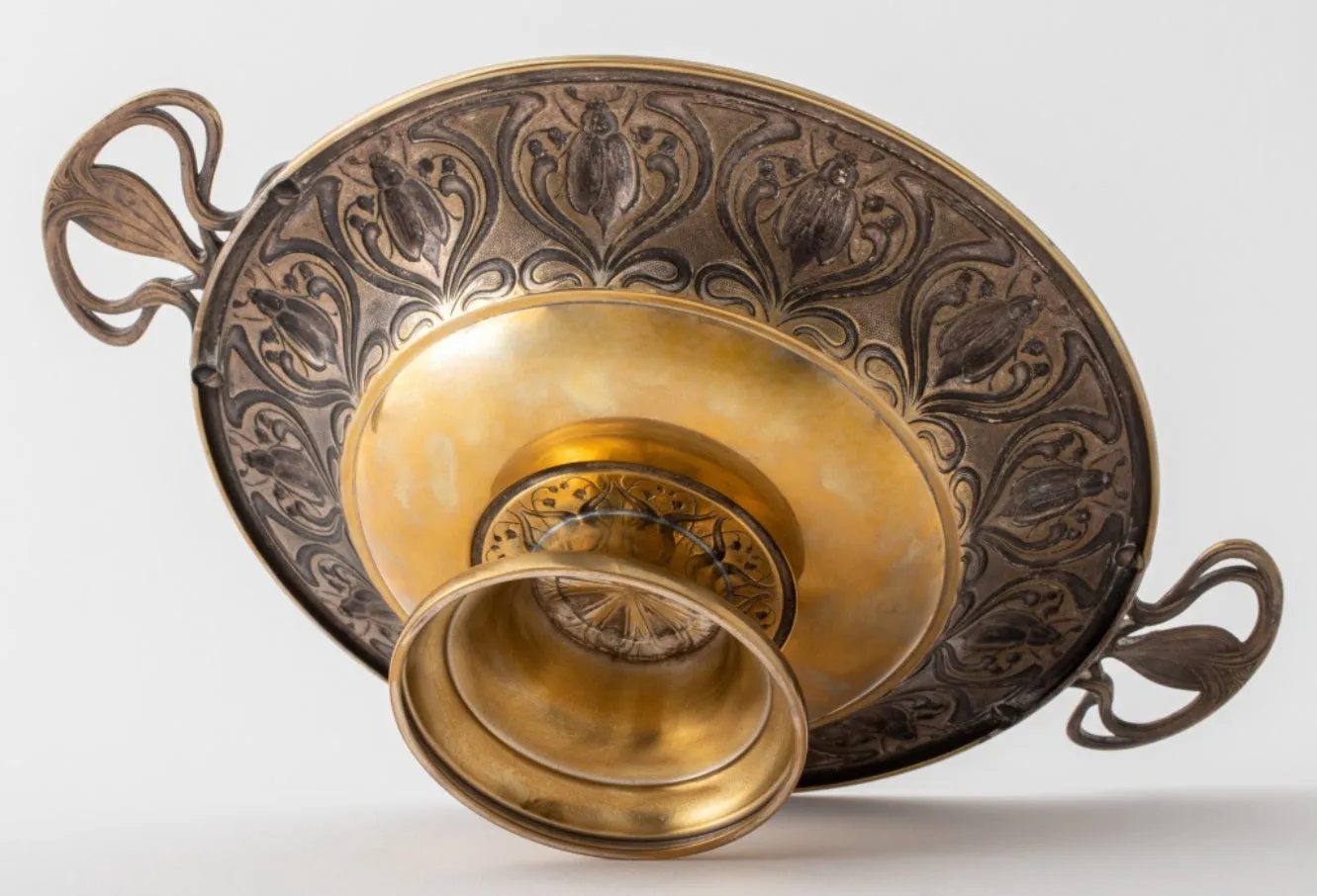 German WMF Jugendstil Brass Tazza, ca. 1890