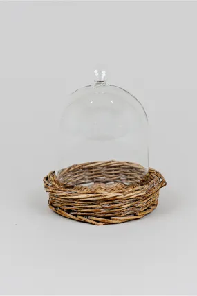 Glass Cloche with Woven Base