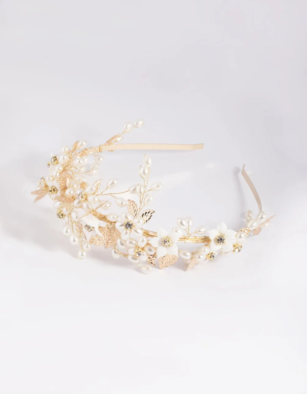 Gold Flower & Leaf Headband