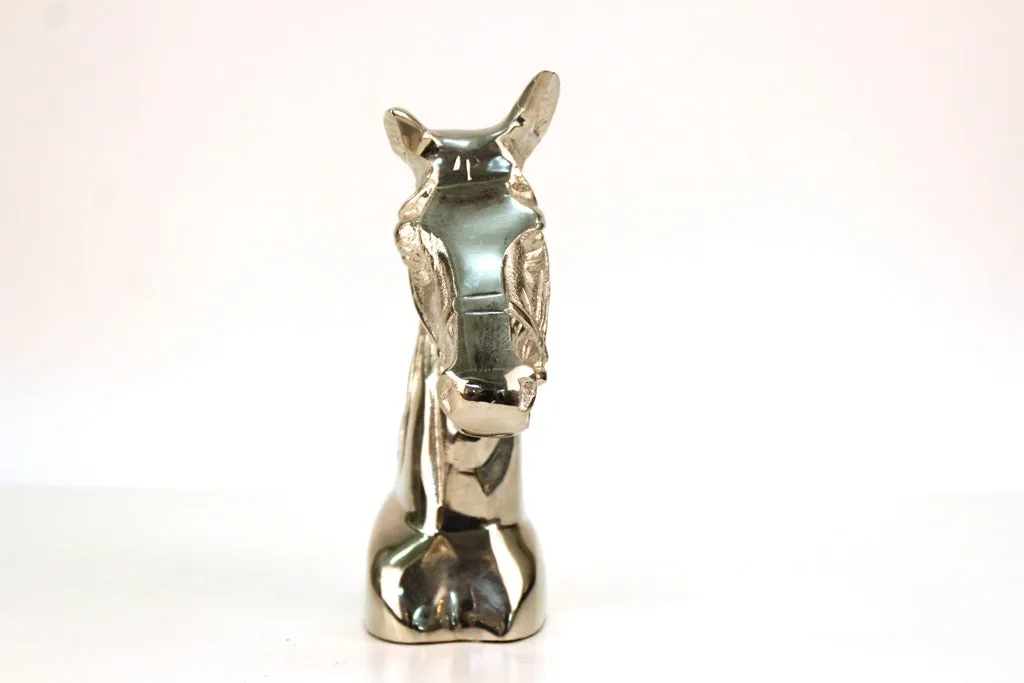 Horse Head Sculpture in Polished Cast Metal