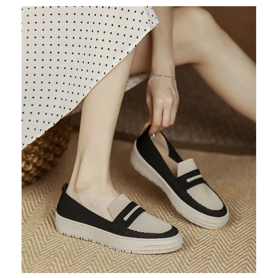 INSTOCK-Japanese flat round toe one-leg loafer shoes for women.