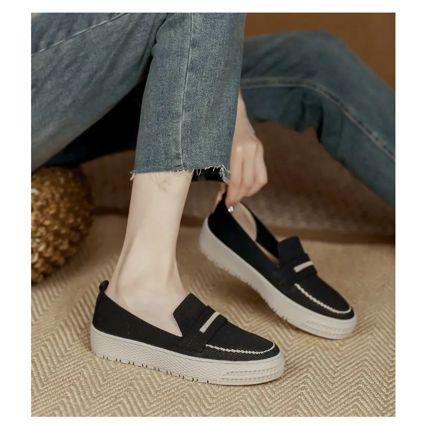 INSTOCK-Japanese flat round toe one-leg loafer shoes for women.