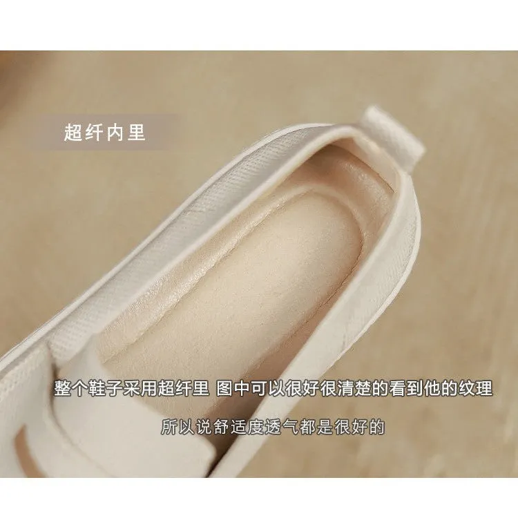 INSTOCK-Japanese flat round toe one-leg loafer shoes for women.