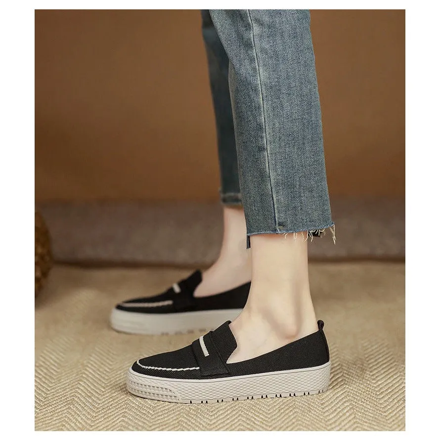 INSTOCK-Japanese flat round toe one-leg loafer shoes for women.