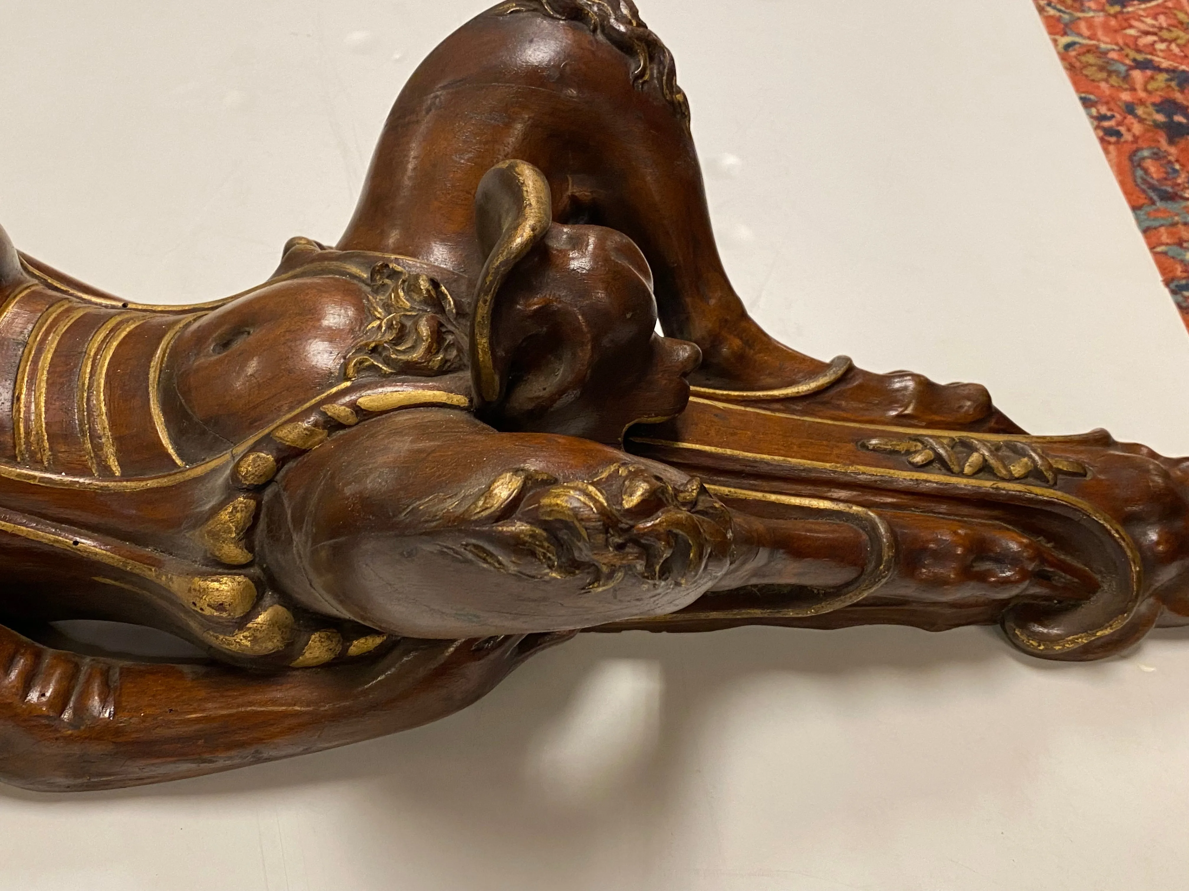 Italian Florentine Carved Wood Dog Wall Sculptures