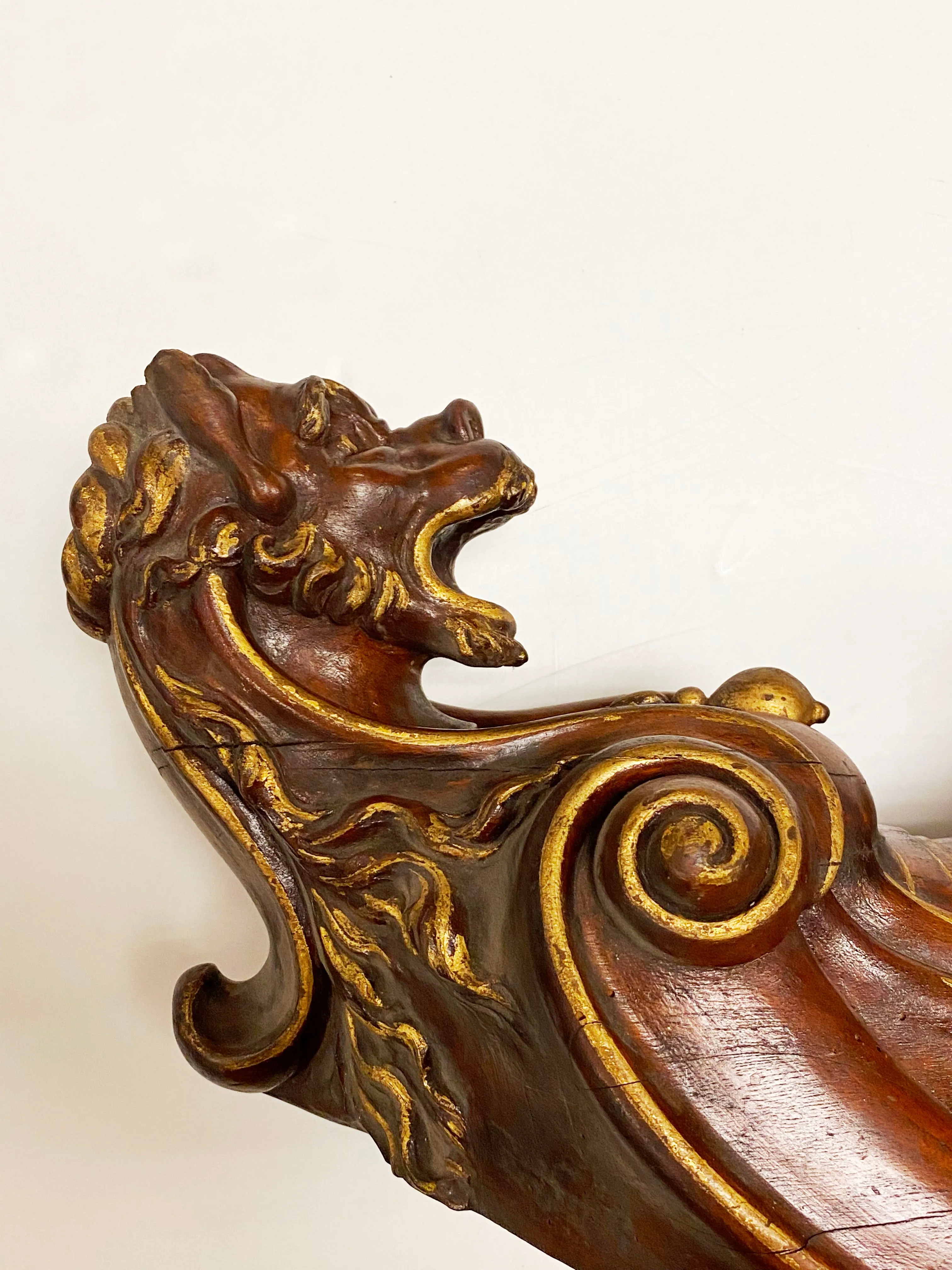 Italian Florentine Carved Wood Dog Wall Sculptures