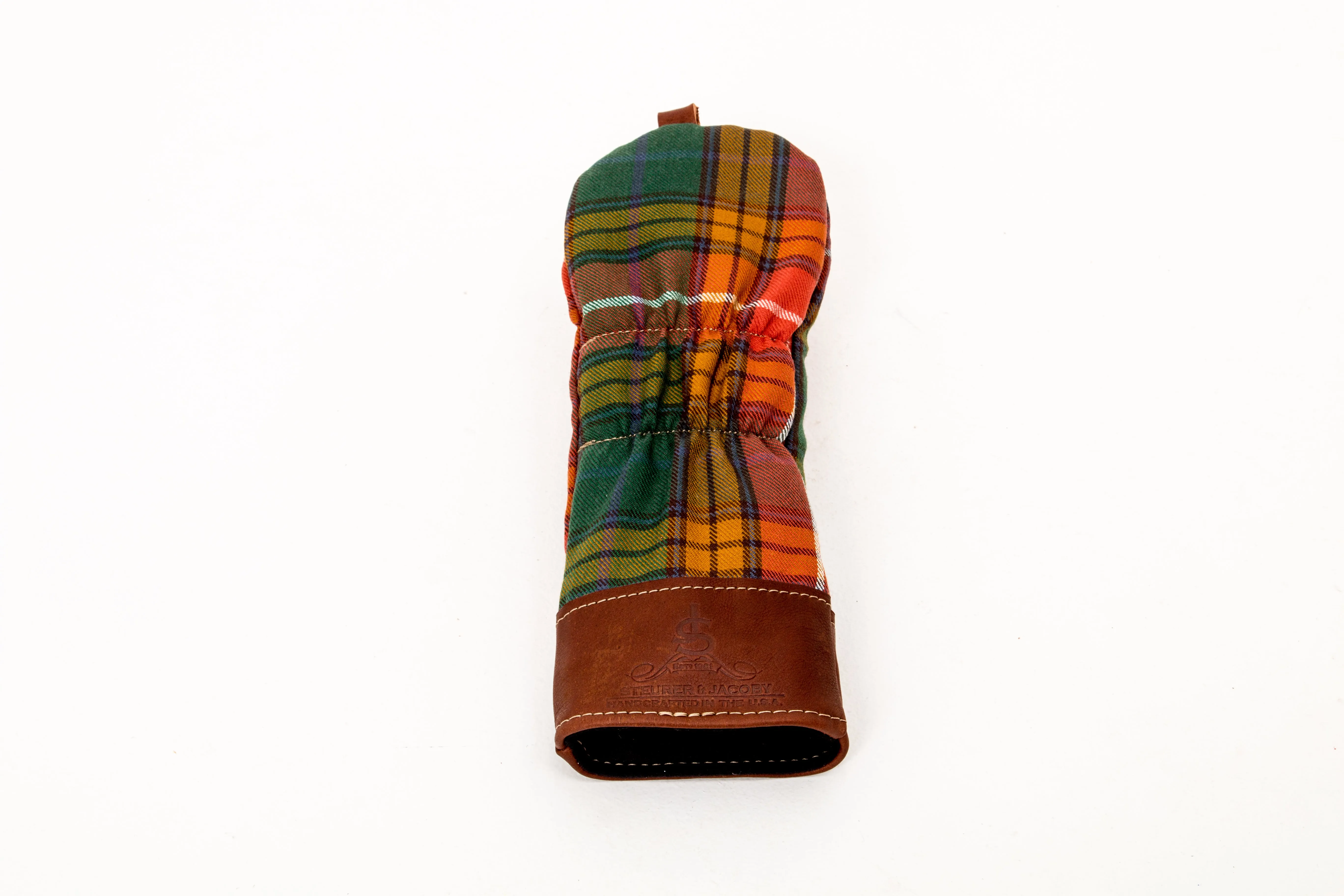 Leather and Wool Tartan Head Cover