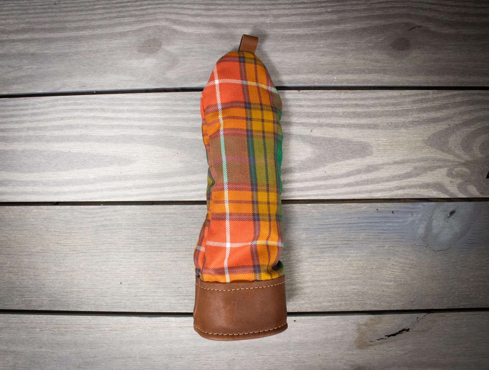 Leather and Wool Tartan Head Cover