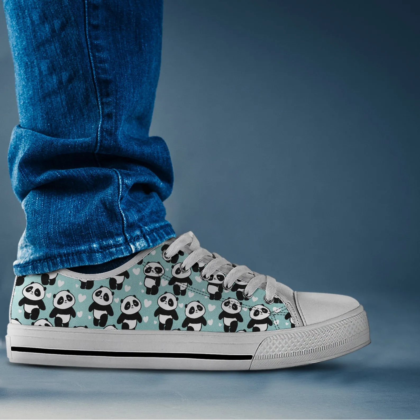 Lovely Panda Shoes Panda Sneakers Cute Shoes Panda Lover Gifts Custom Low Top Converse Style Sneakers For Adults Women & Men