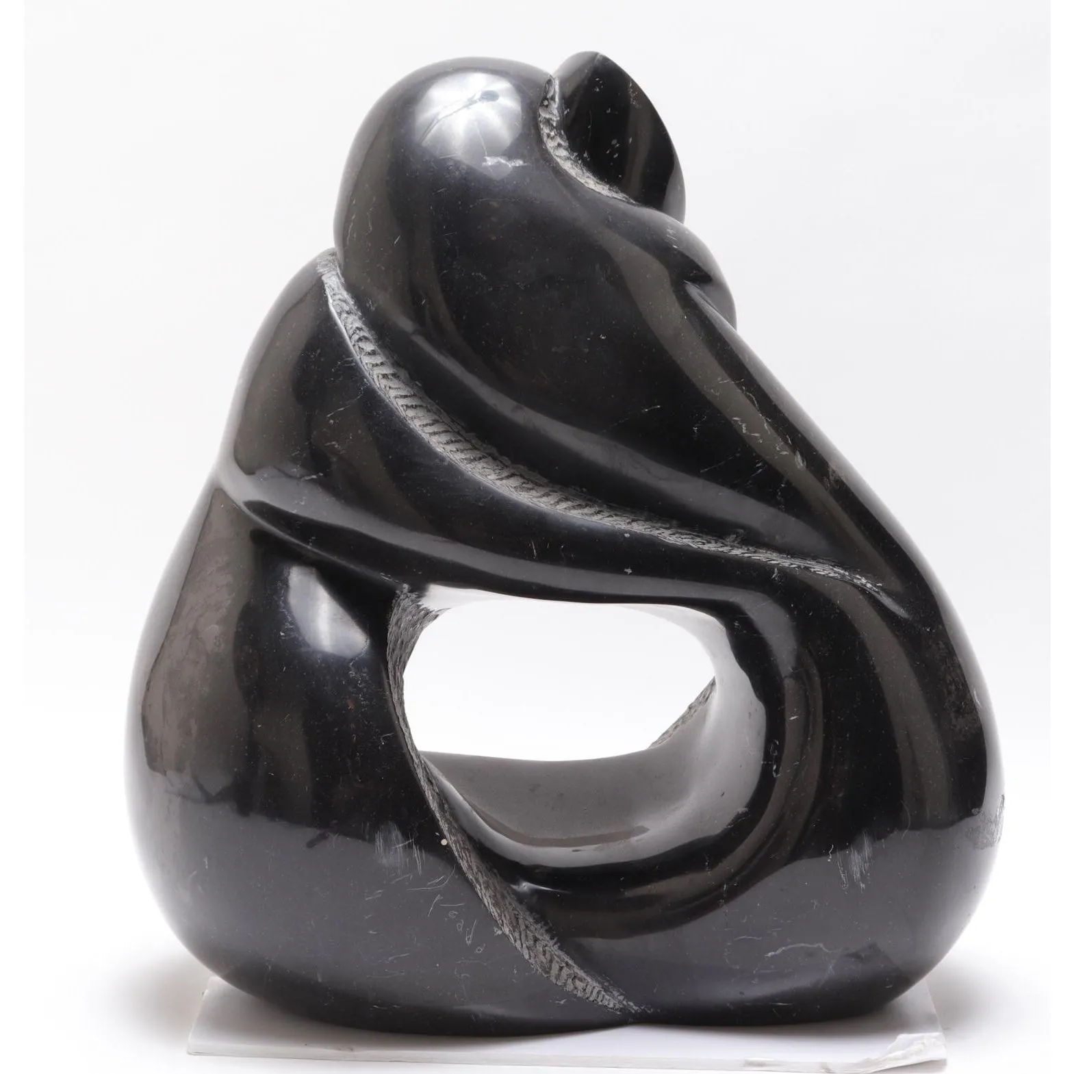 Mid-Century Modern Abstract Soapstone Sculpture of Embracing Couple