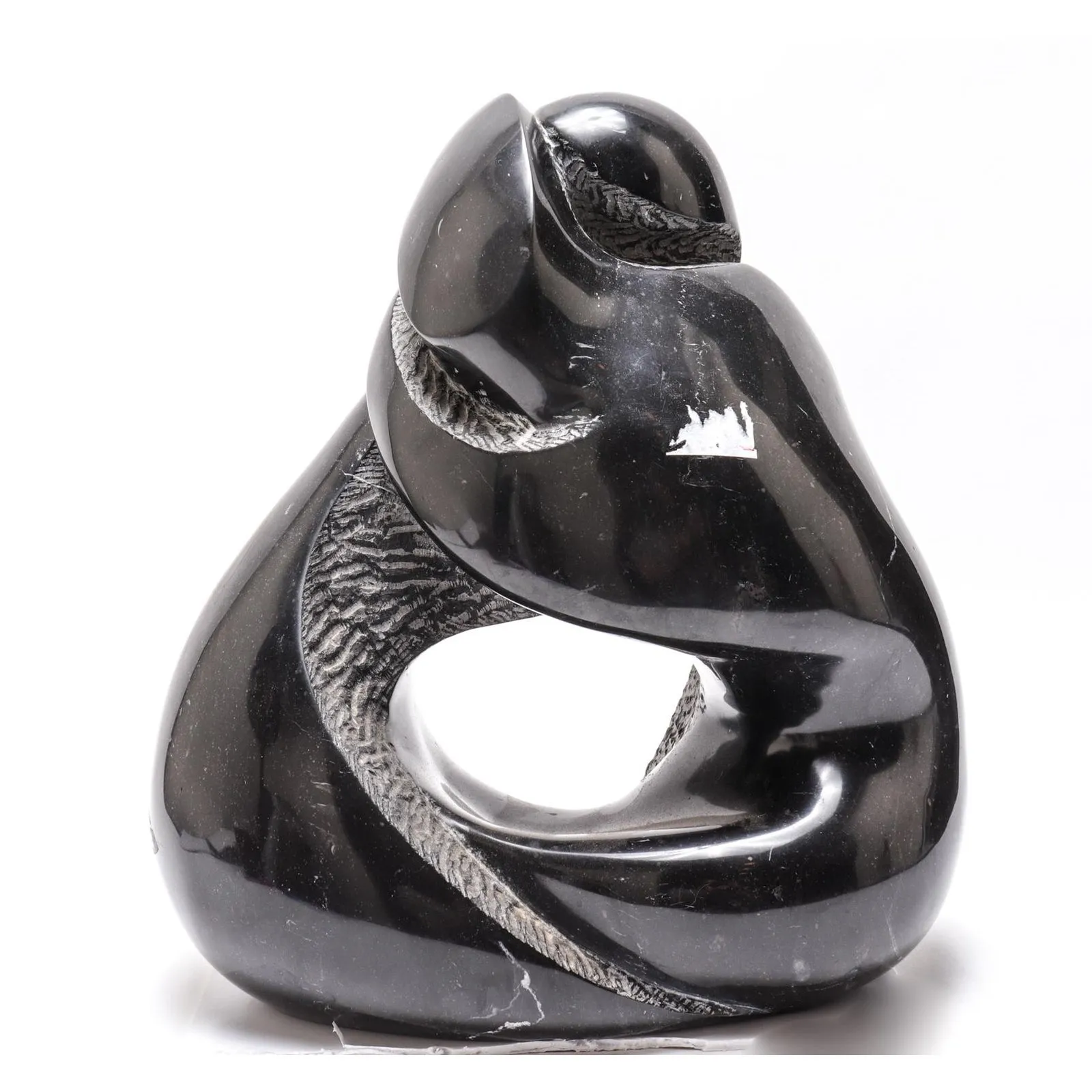 Mid-Century Modern Abstract Soapstone Sculpture of Embracing Couple